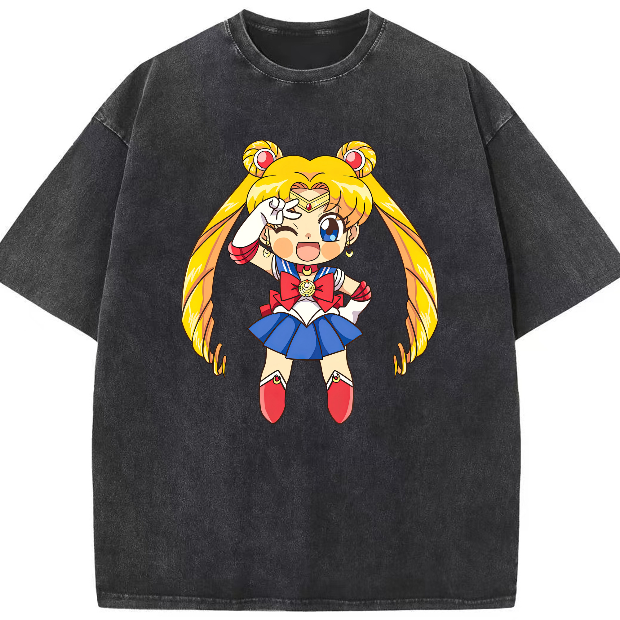 （画像用） 美少女戦士セーラームーン 月野 うさぎ つきの うさぎ Sailor Moon Tsukino Usagi 綿100% ヴィンテージ風 半袖Tシャツ（フロントプリント）