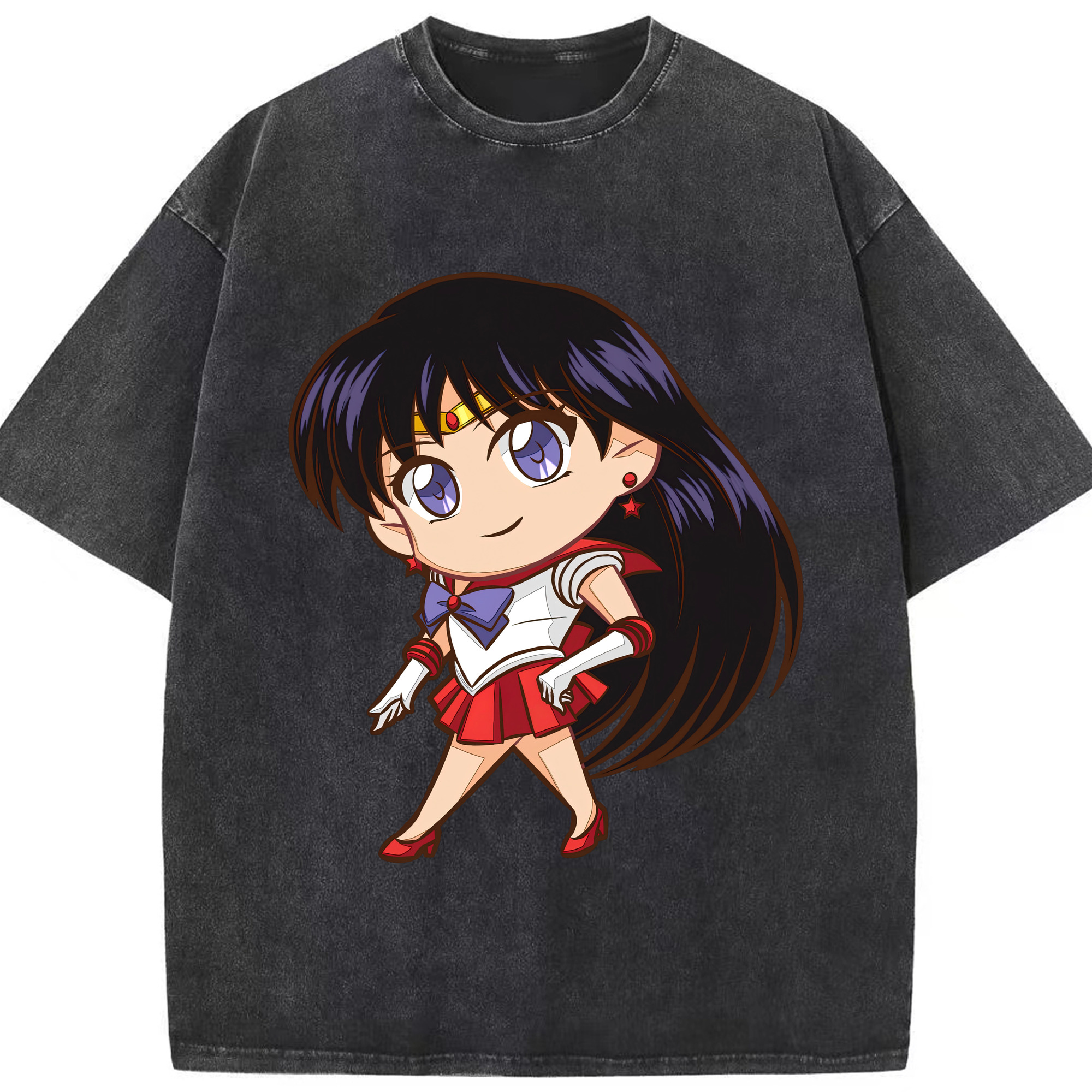 （画像用） 美少女戦士セーラームーン 火野レイ ひの レイ Sailor Moon Hino Rei （セーラーマーズ,Sailor Mars） 綿100% ヴィンテージ風 半袖Tシャツ（フロントプリント）