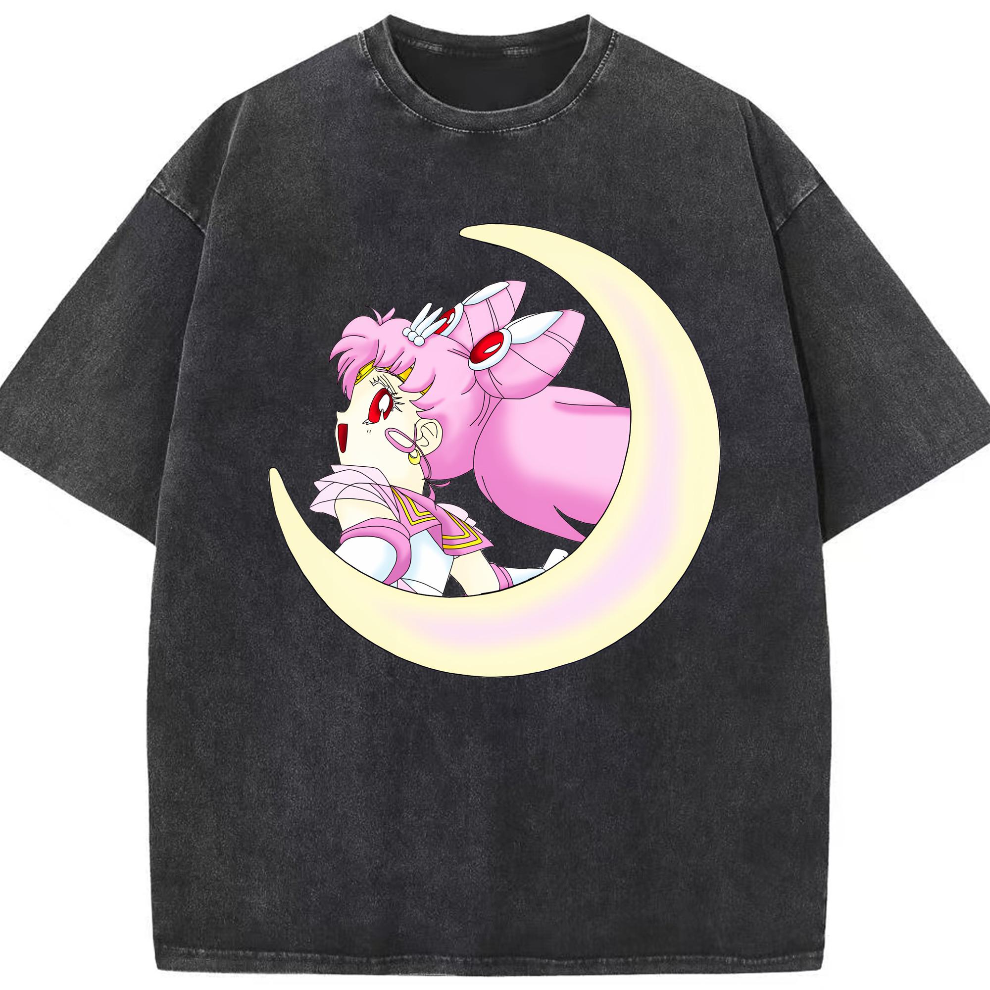 （画像用） 美少女戦士セーラームーン ちびうさ Sailor Moon Chibiusa Tsukino Usagi Small Lady Serenity 綿100% ヴィンテージ風 半袖Tシャツ（フロントプリント）