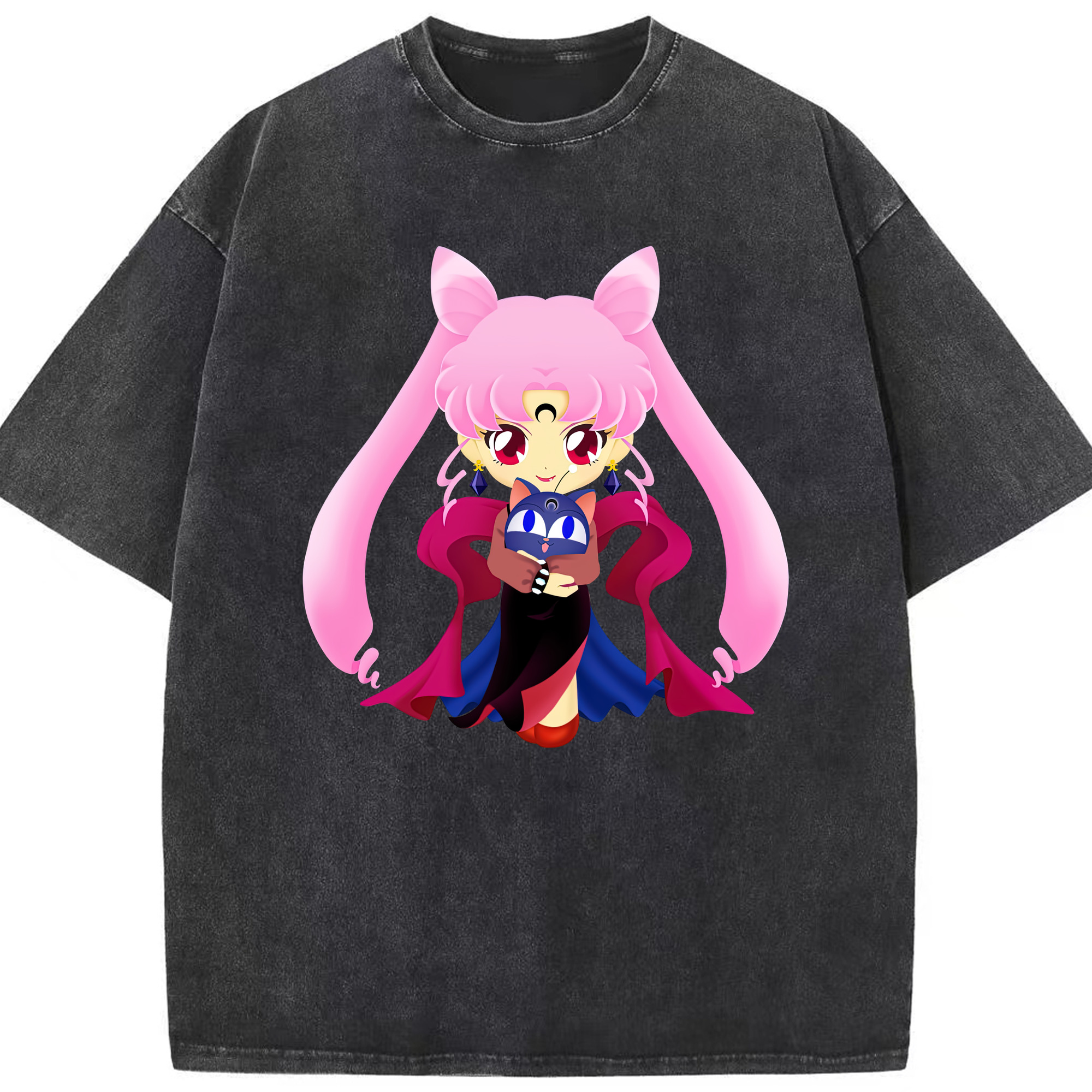 （画像用） 美少女戦士セーラームーン ちびうさ Sailor Moon Chibiusa Tsukino Usagi Small Lady Serenity 綿100% ヴィンテージ風 半袖Tシャツ（フロントプリント）