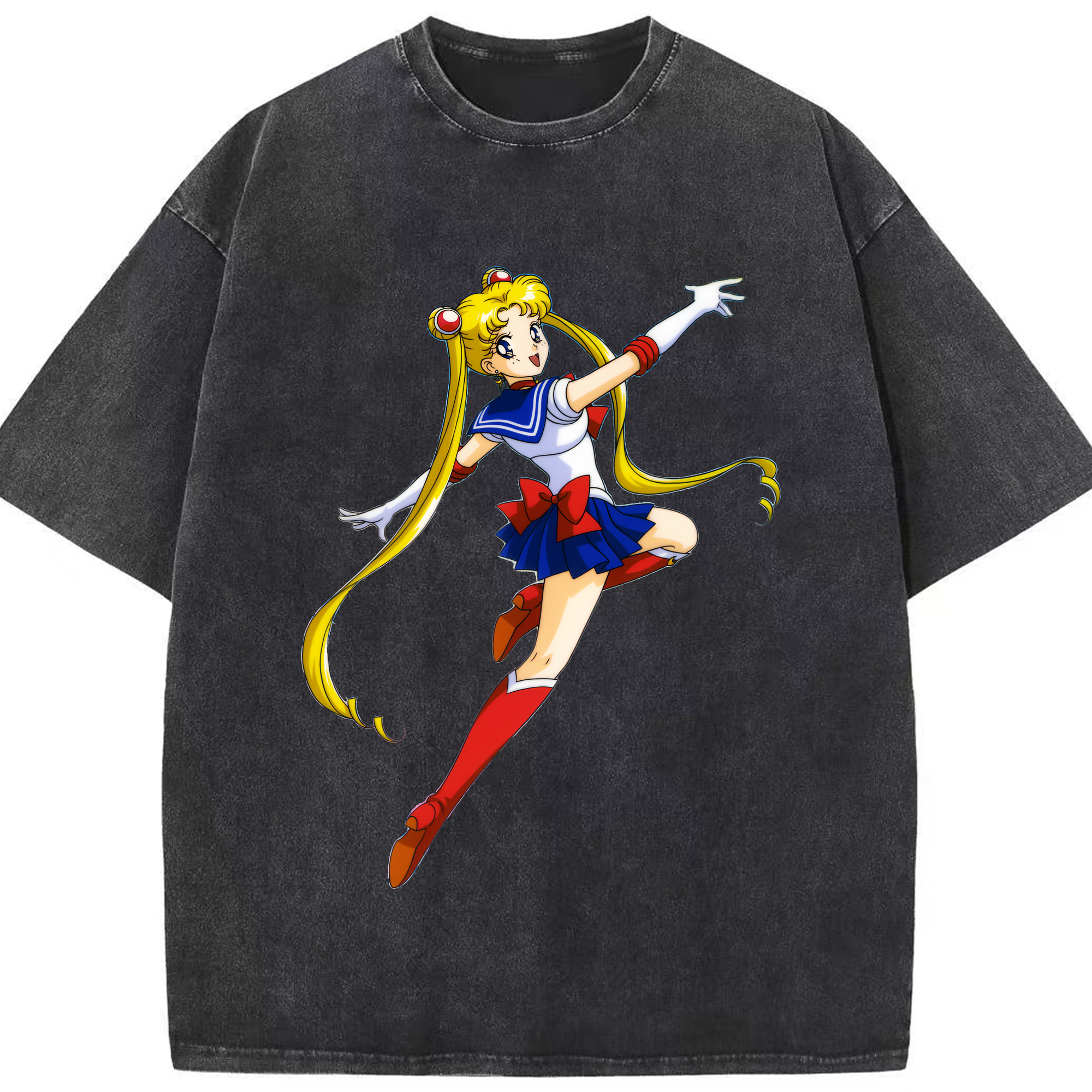 （画像用） 美少女戦士セーラームーン 月野 うさぎ つきの うさぎ Sailor Moon Tsukino Usagi 綿100% ヴィンテージ風 半袖Tシャツ（フロントプリント）