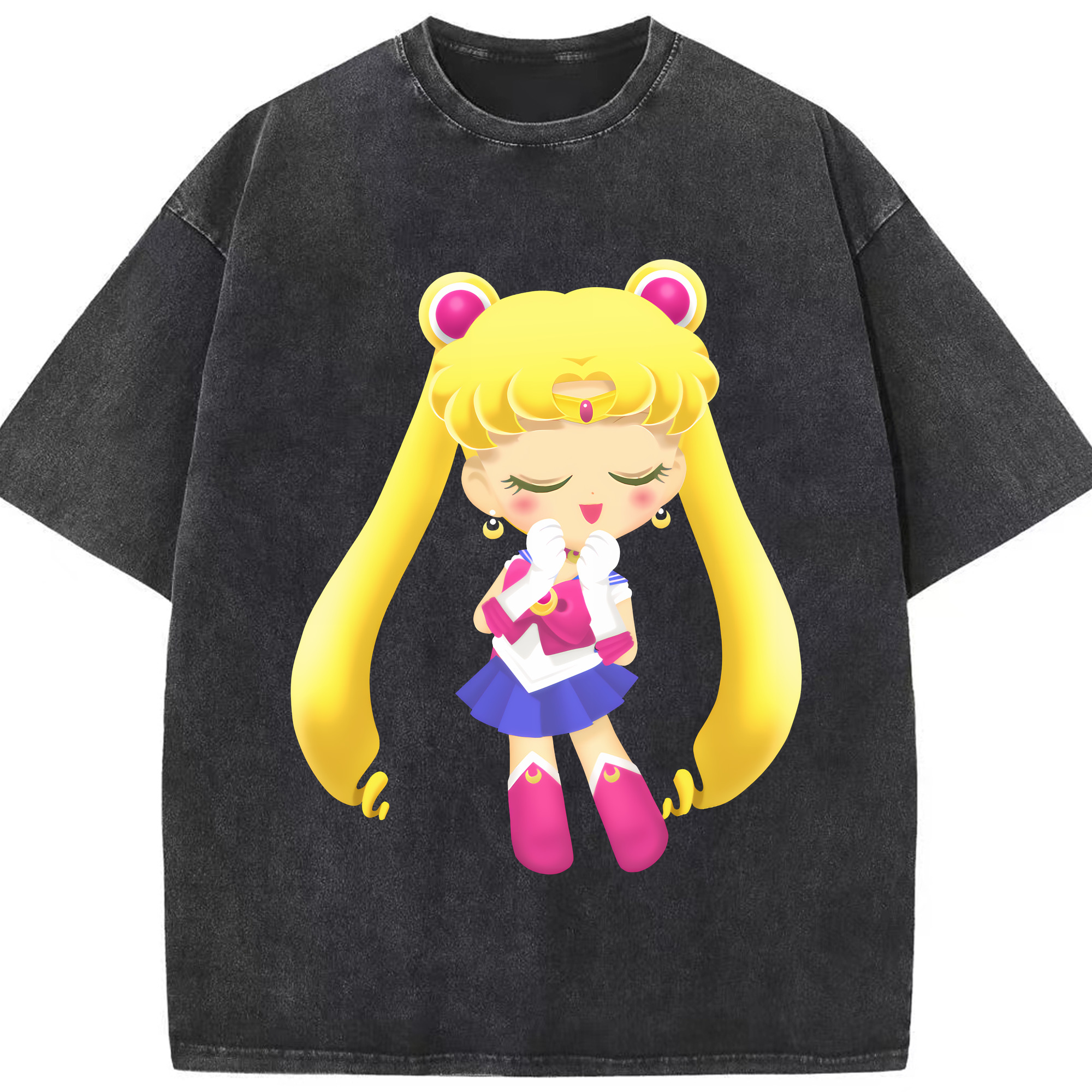 （画像用） 美少女戦士セーラームーン 月野 うさぎ つきの うさぎ Sailor Moon Tsukino Usagi 綿100% ヴィンテージ風 半袖Tシャツ（フロントプリント）
