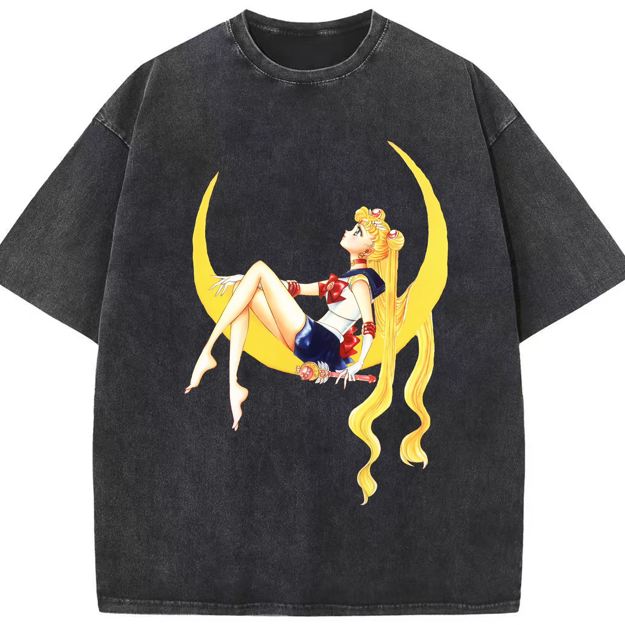 （画像用） 美少女戦士セーラームーン 月野 うさぎ つきの うさぎ Sailor Moon Tsukino Usagi 綿100% ヴィンテージ風 半袖Tシャツ（フロントプリント）