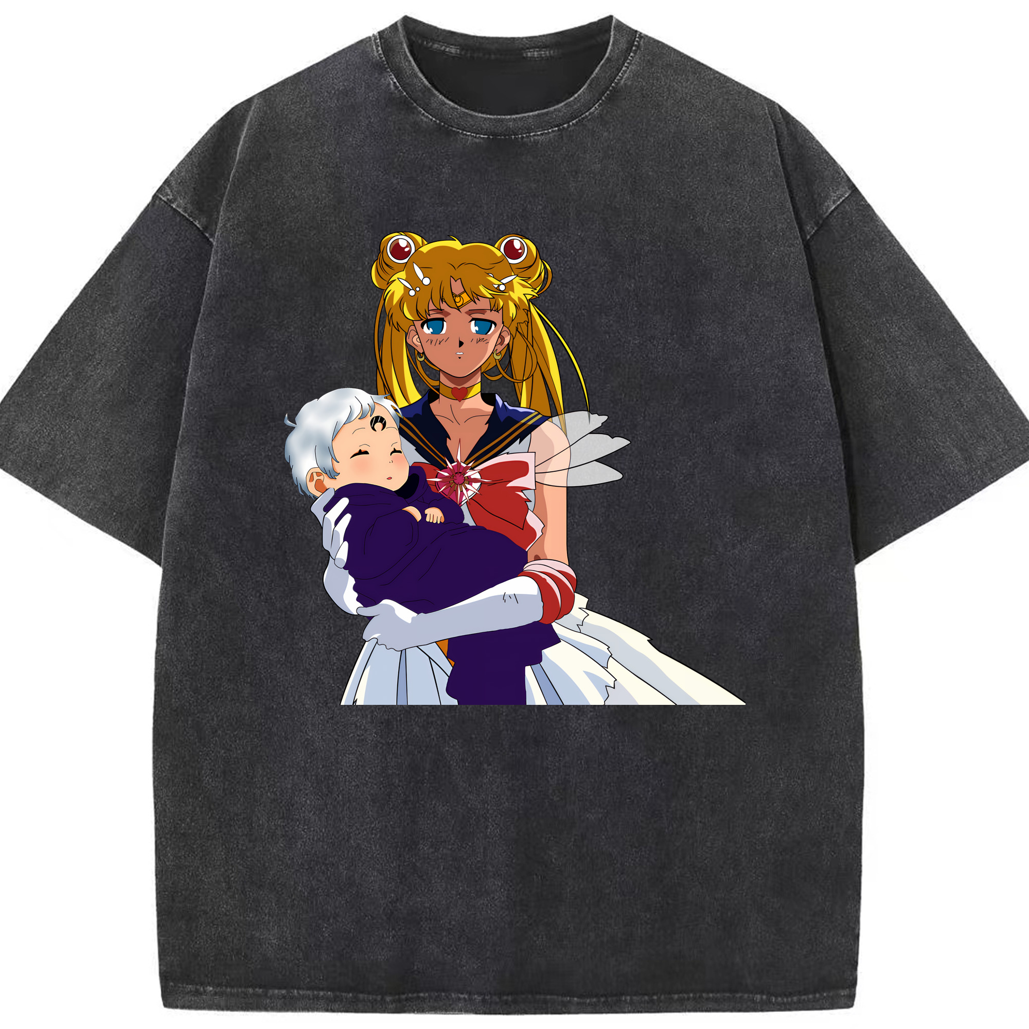 （画像用） 美少女戦士セーラームーン 月野 うさぎ つきの うさぎ Sailor Moon Tsukino Usagi 綿100% ヴィンテージ風 半袖Tシャツ（フロントプリント）