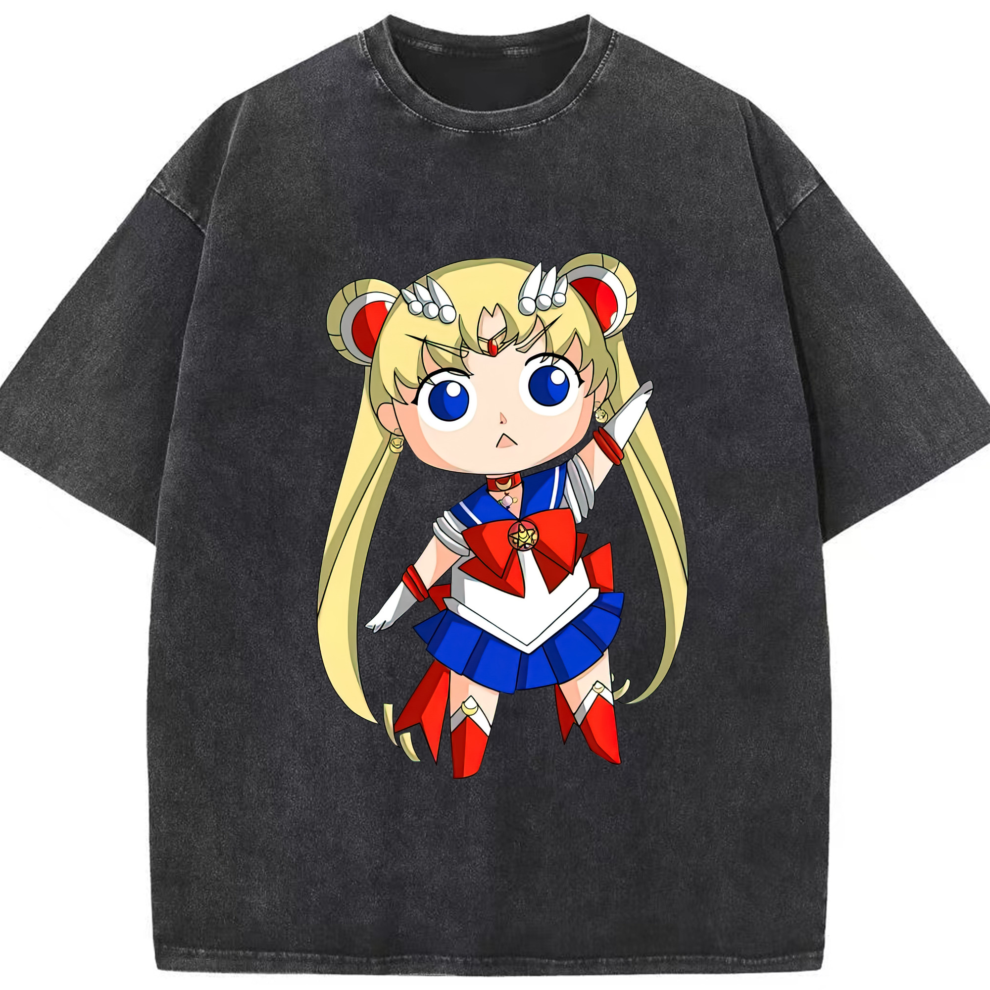 （画像用） 美少女戦士セーラームーン 月野 うさぎ つきの うさぎ Sailor Moon Tsukino Usagi 綿100% ヴィンテージ風 半袖Tシャツ（フロントプリント）