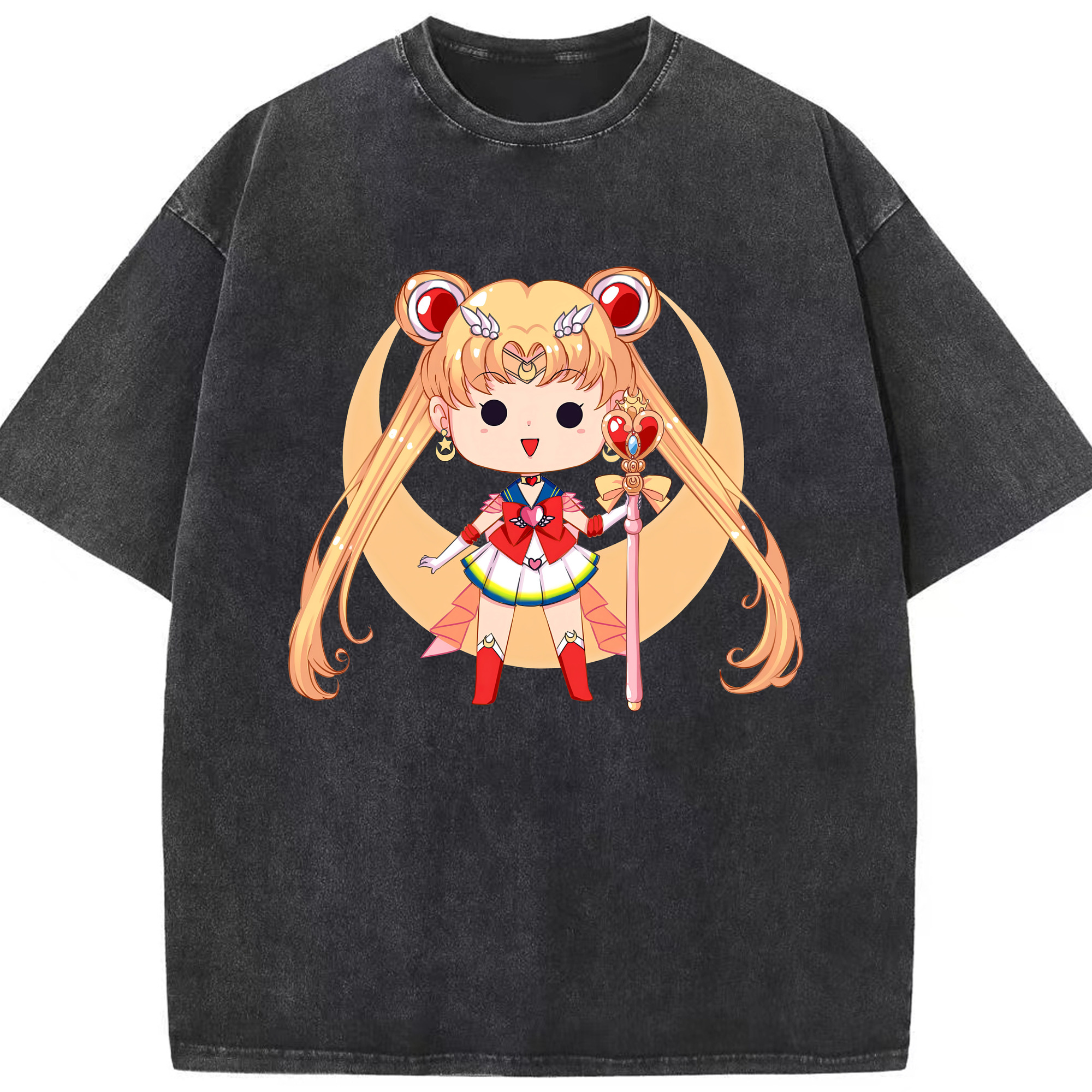 （画像用） 美少女戦士セーラームーン 月野 うさぎ つきの うさぎ Sailor Moon Tsukino Usagi 綿100% ヴィンテージ風 半袖Tシャツ（フロントプリント）