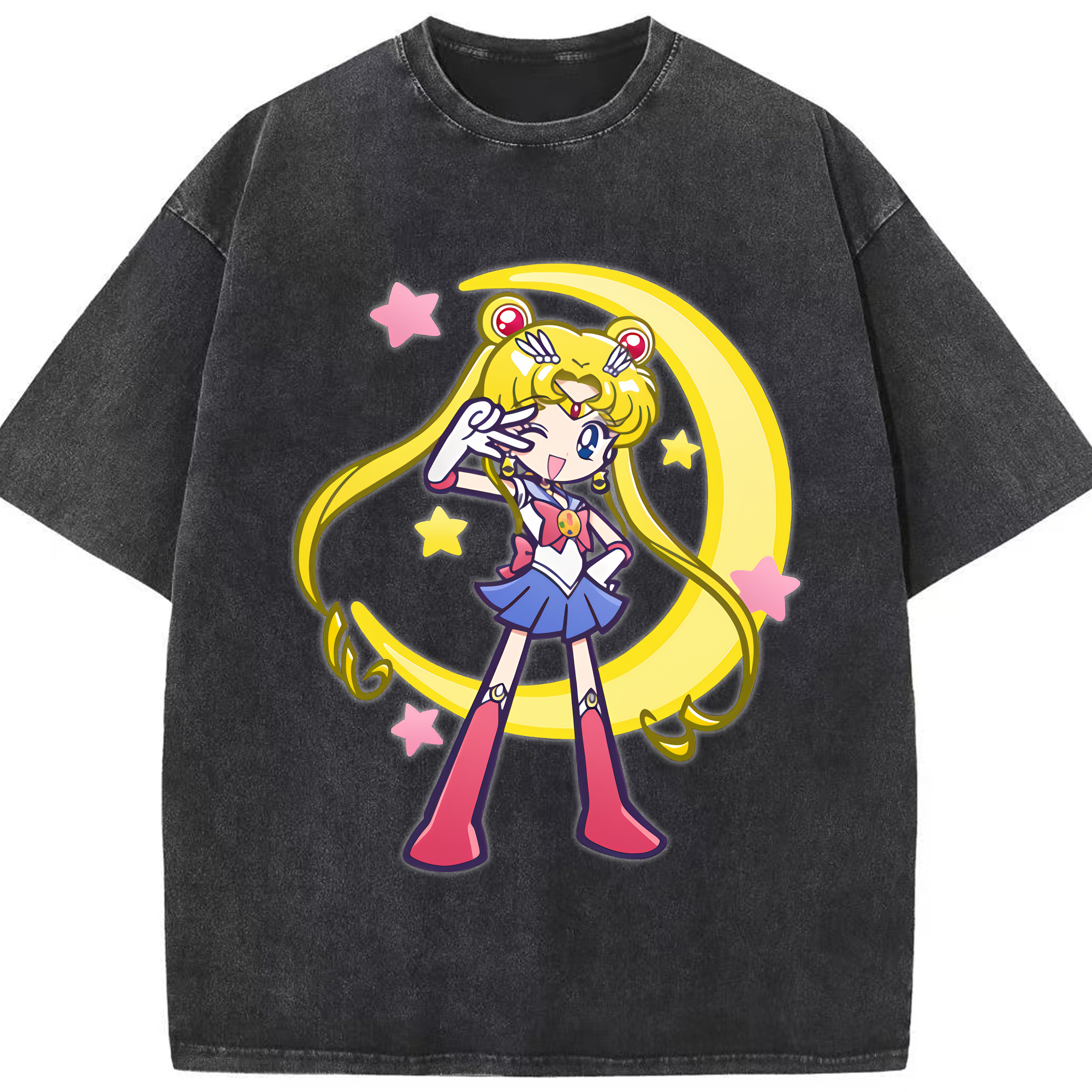 （画像用） 美少女戦士セーラームーン 月野 うさぎ つきの うさぎ Sailor Moon Tsukino Usagi 綿100% ヴィンテージ風 半袖Tシャツ（フロントプリント）