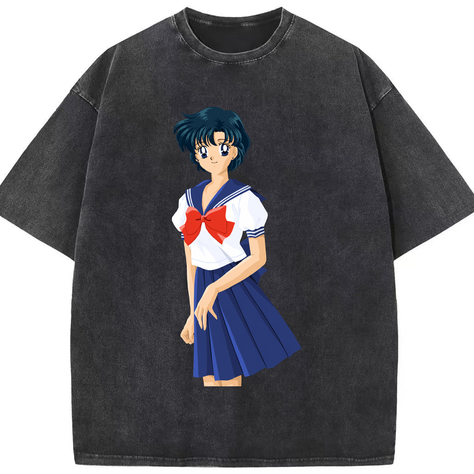 （画像用） 美少女戦士セーラームーン 水野 亜美 みずの あみ Sailor Moon Mizuno Ami 綿100% ヴィンテージ風 半袖Tシャツ（フロントプリント）
