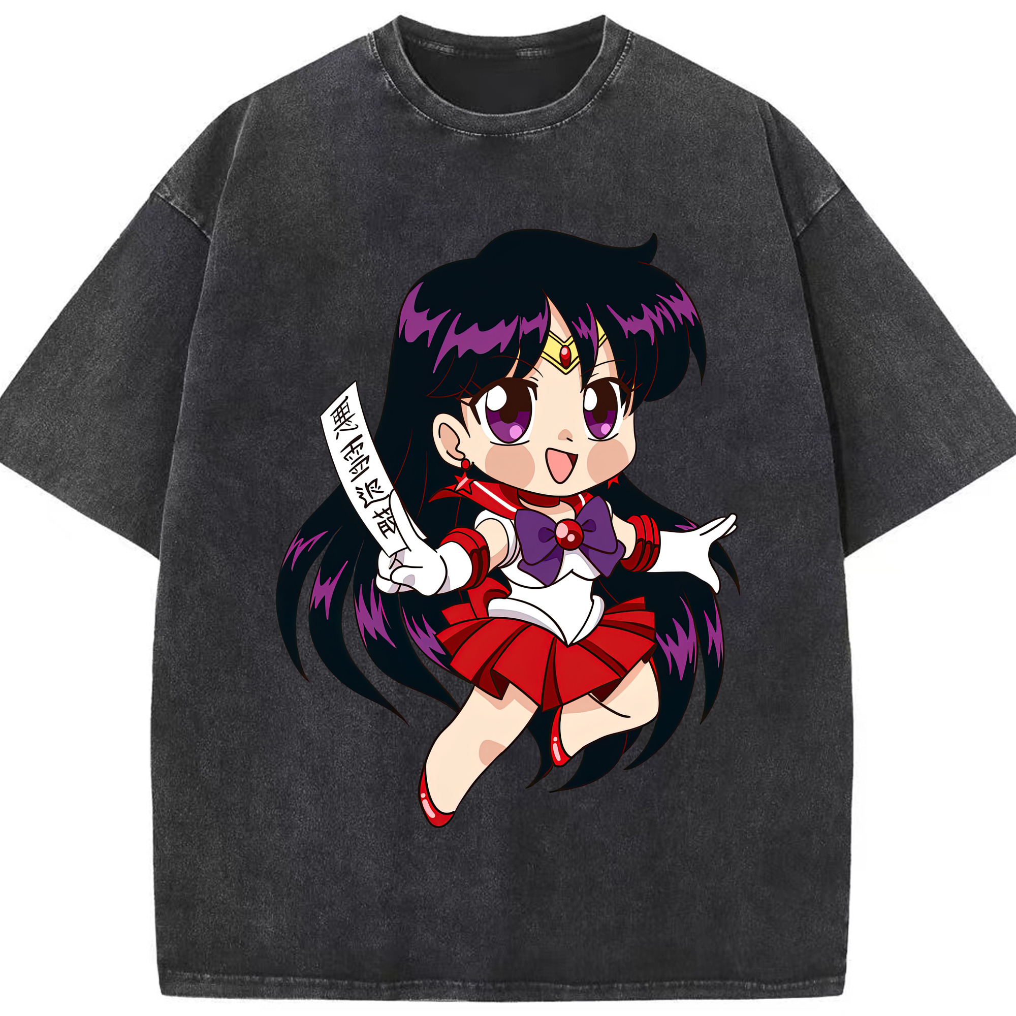 （画像用） 美少女戦士セーラームーン 火野レイ ひの レイ Sailor Moon Hino Rei （セーラーマーズ,Sailor Mars） 綿100% ヴィンテージ風 半袖Tシャツ（フロントプリント）