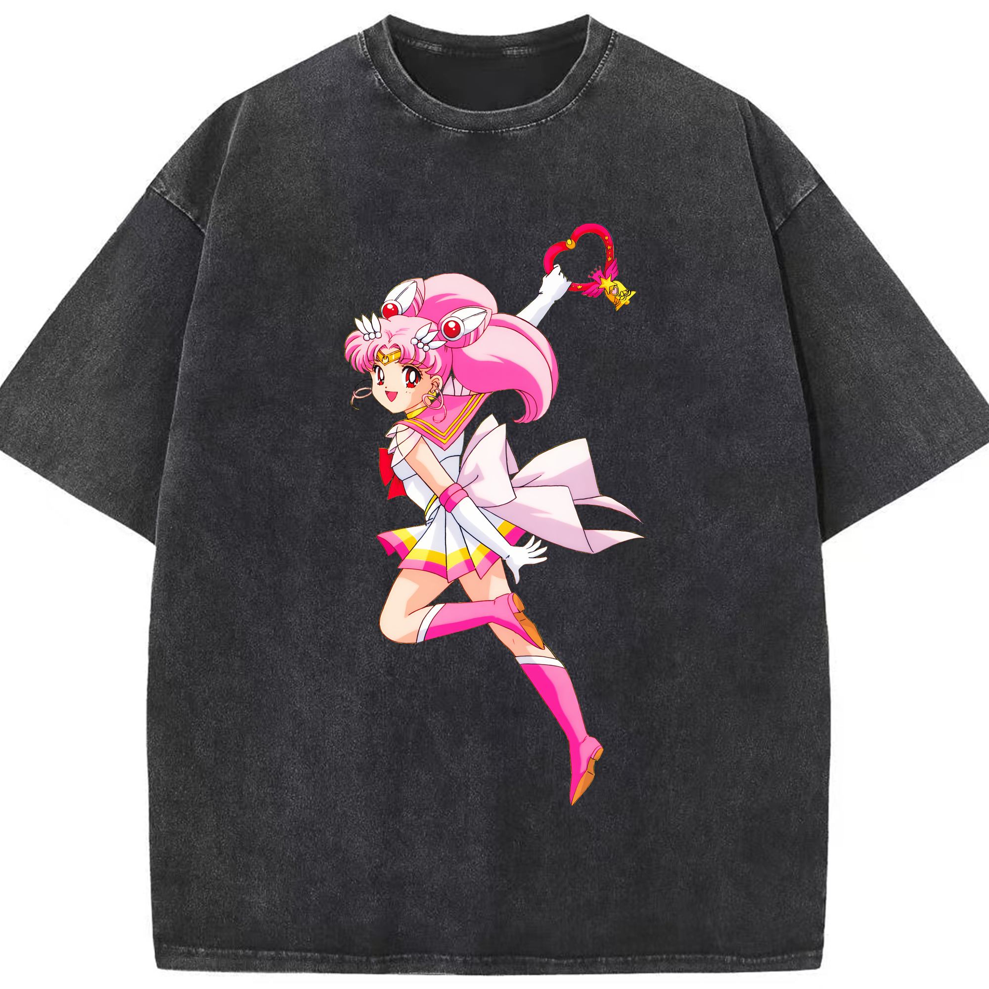 （画像用） 美少女戦士セーラームーン ちびうさ Sailor Moon Chibiusa Tsukino Usagi Small Lady Serenity 綿100% ヴィンテージ風 半袖Tシャツ（フロントプリント）