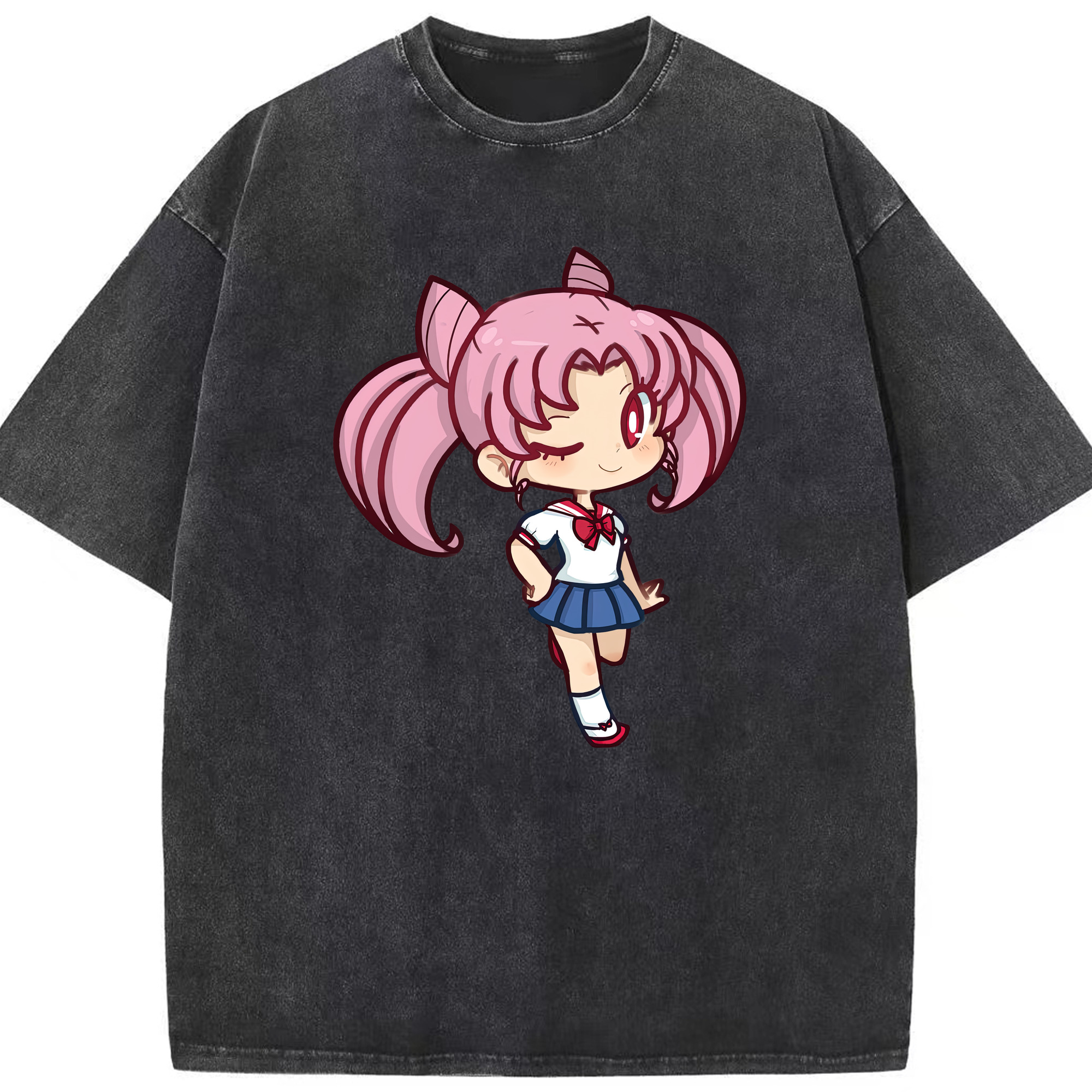（画像用） 美少女戦士セーラームーン ちびうさ Sailor Moon Chibiusa Tsukino Usagi Small Lady Serenity 綿100% ヴィンテージ風 半袖Tシャツ（フロントプリント）