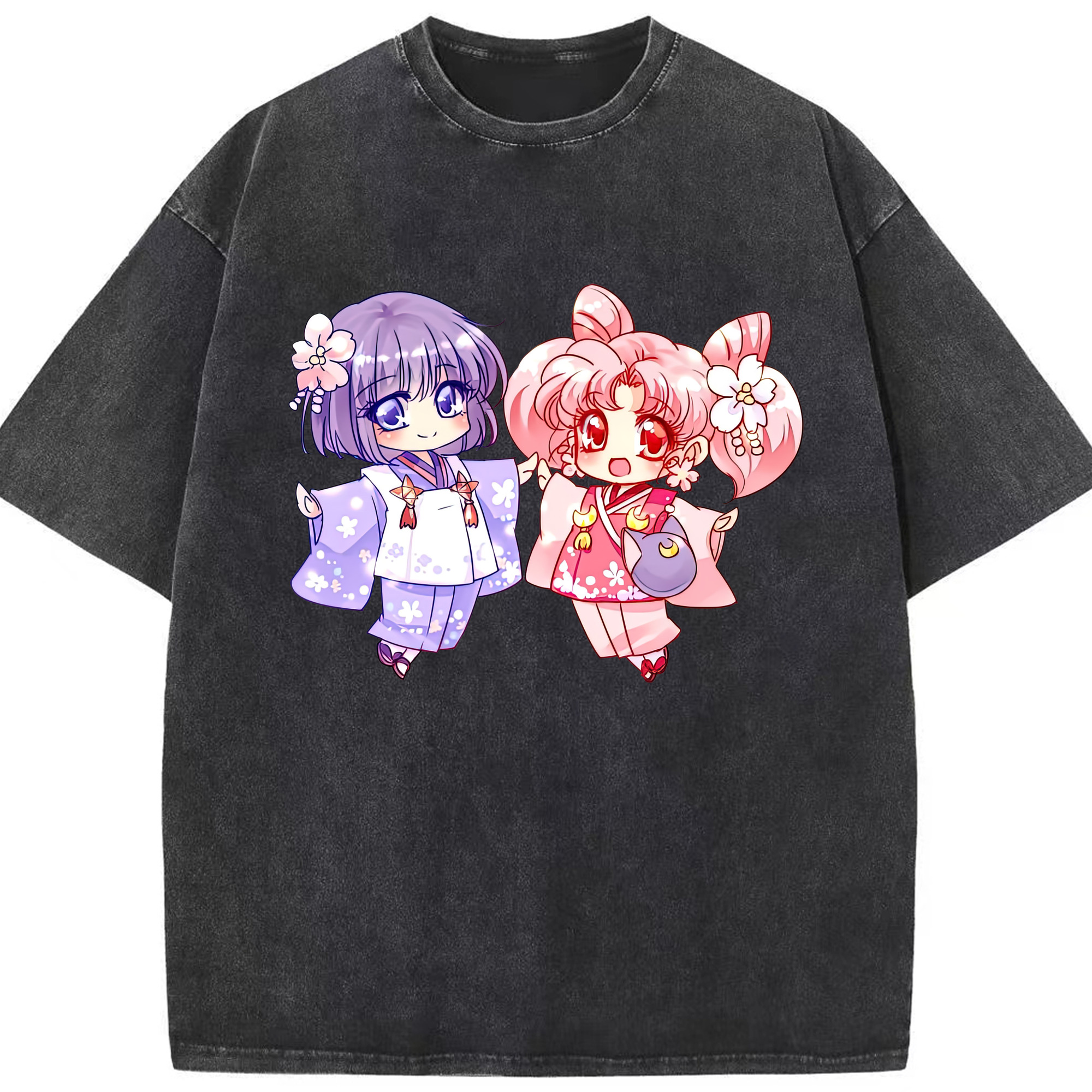 （画像用） 美少女戦士セーラームーン ちびうさ Sailor Moon Chibiusa Tsukino Usagi Small Lady Serenity 綿100% ヴィンテージ風 半袖Tシャツ（フロントプリント）