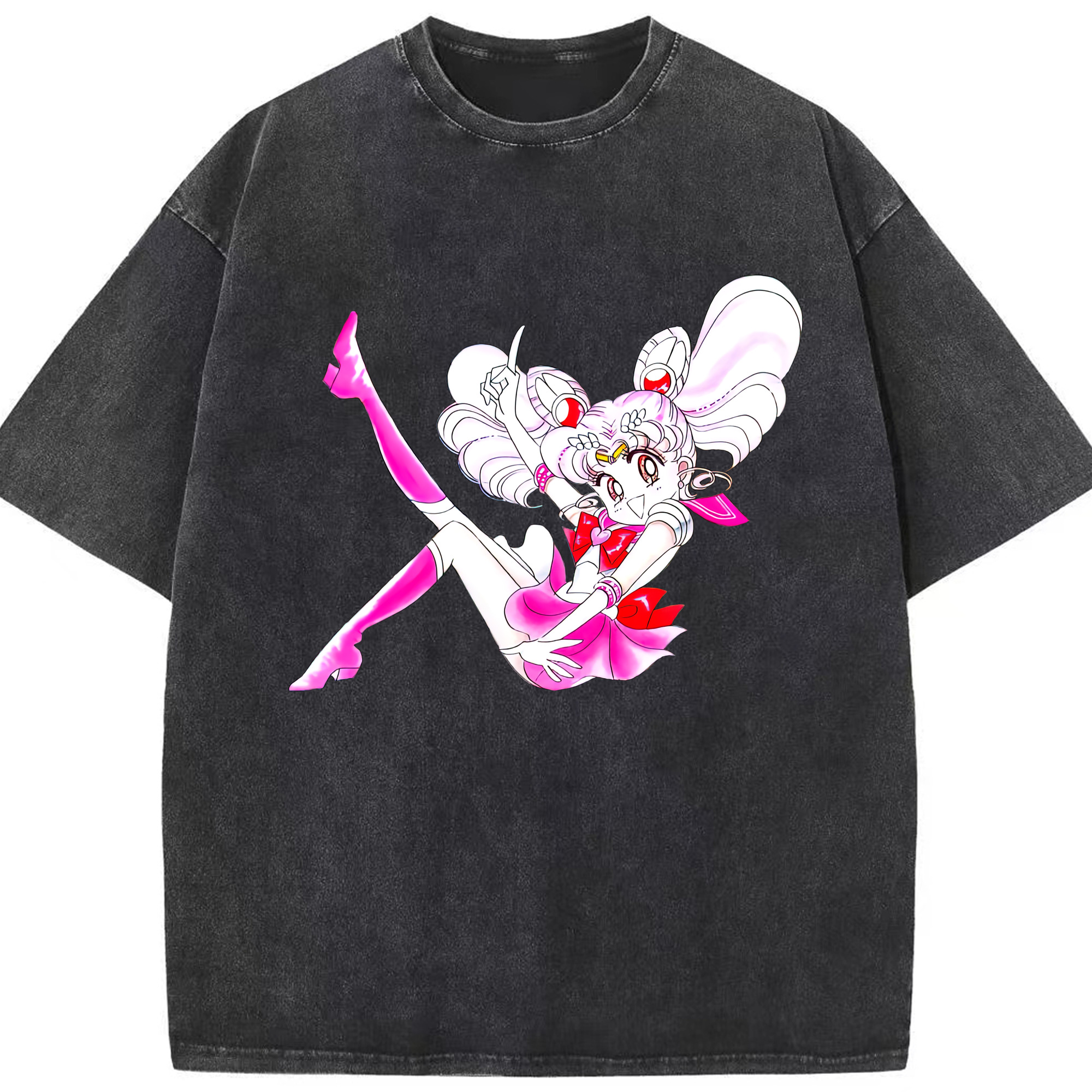 （画像用） 美少女戦士セーラームーン ちびうさ Sailor Moon Chibiusa Tsukino Usagi Small Lady Serenity 綿100% ヴィンテージ風 半袖Tシャツ（フロントプリント）