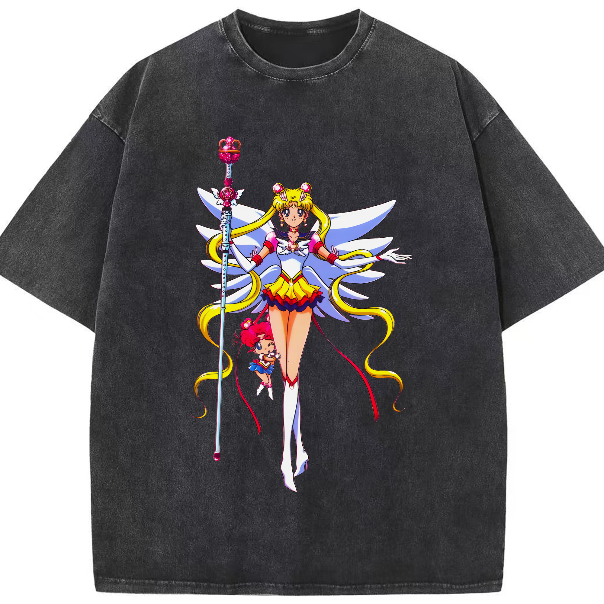 （画像用） 美少女戦士セーラームーン 月野 うさぎ つきの うさぎ Sailor Moon Tsukino Usagi 綿100% ヴィンテージ風 半袖Tシャツ（フロントプリント）