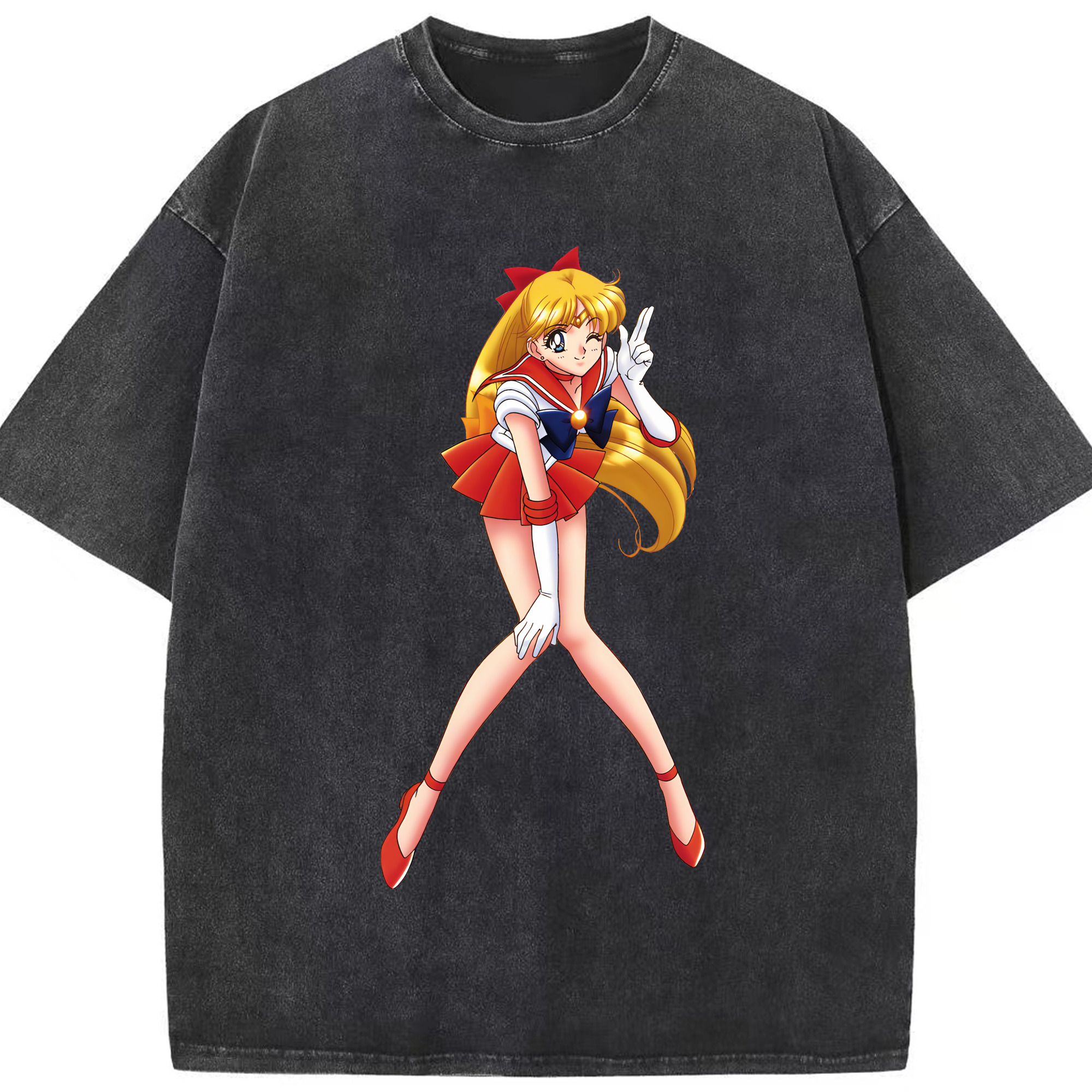 （画像用） 美少女戦士セーラームーン 愛野 美奈子 あいの みなこ Sailor Moon Aino Minako 綿100% ヴィンテージ風 半袖Tシャツ（フロントプリント）