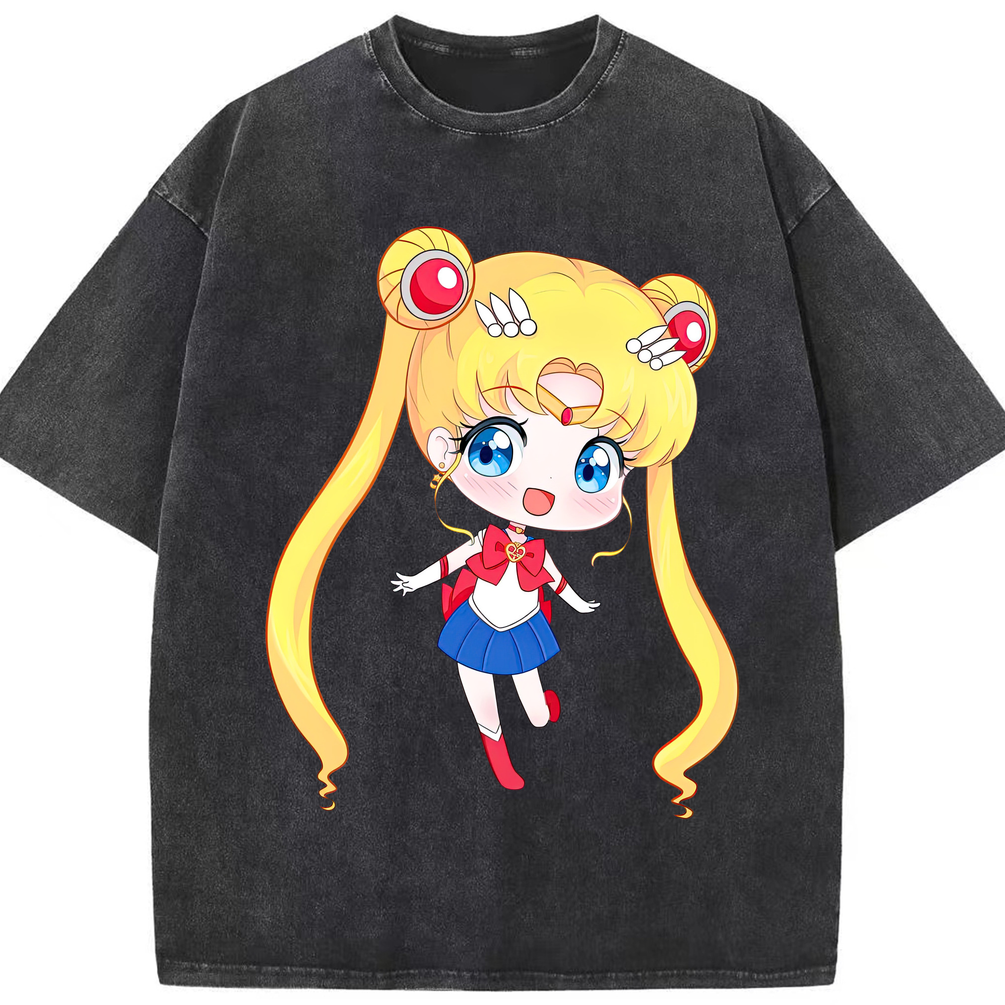 （画像用） 美少女戦士セーラームーン 月野 うさぎ つきの うさぎ Sailor Moon Tsukino Usagi 綿100% ヴィンテージ風 半袖Tシャツ（フロントプリント）