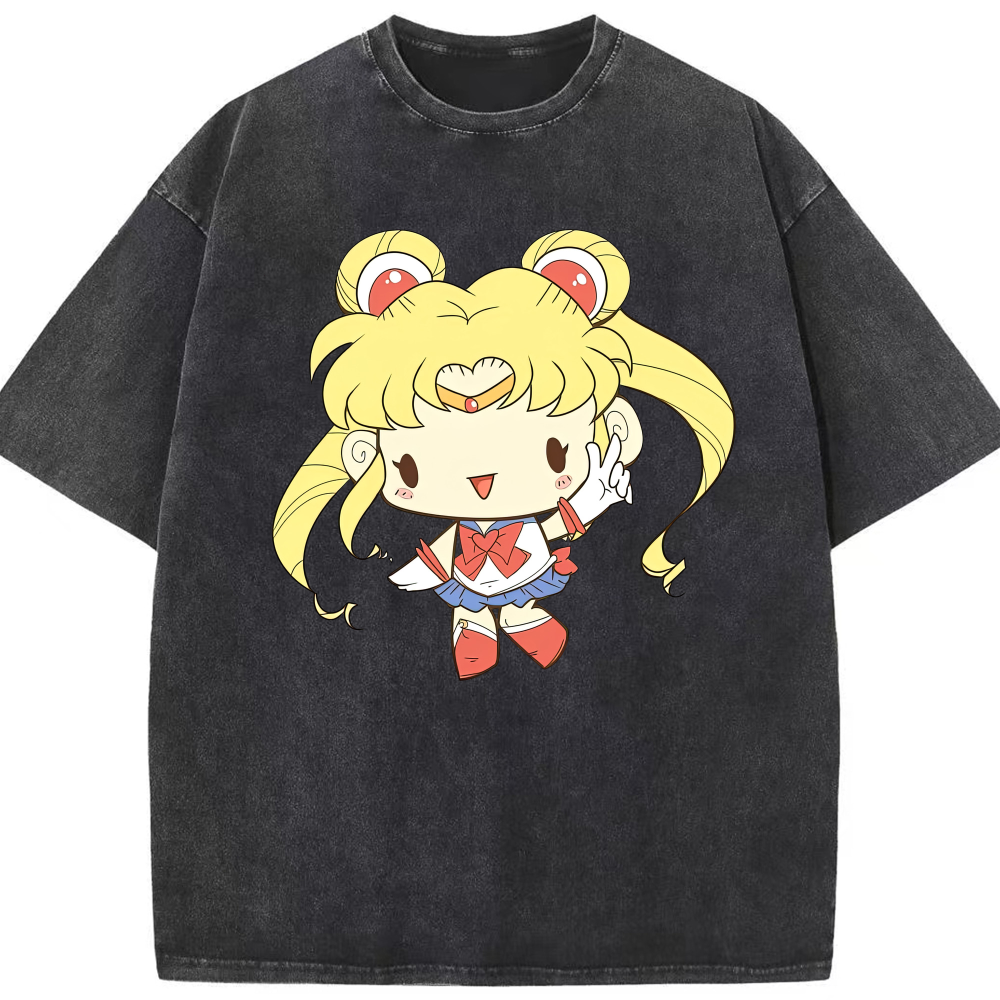 （画像用） 美少女戦士セーラームーン 月野 うさぎ つきの うさぎ Sailor Moon Tsukino Usagi 綿100% ヴィンテージ風 半袖Tシャツ（フロントプリント）