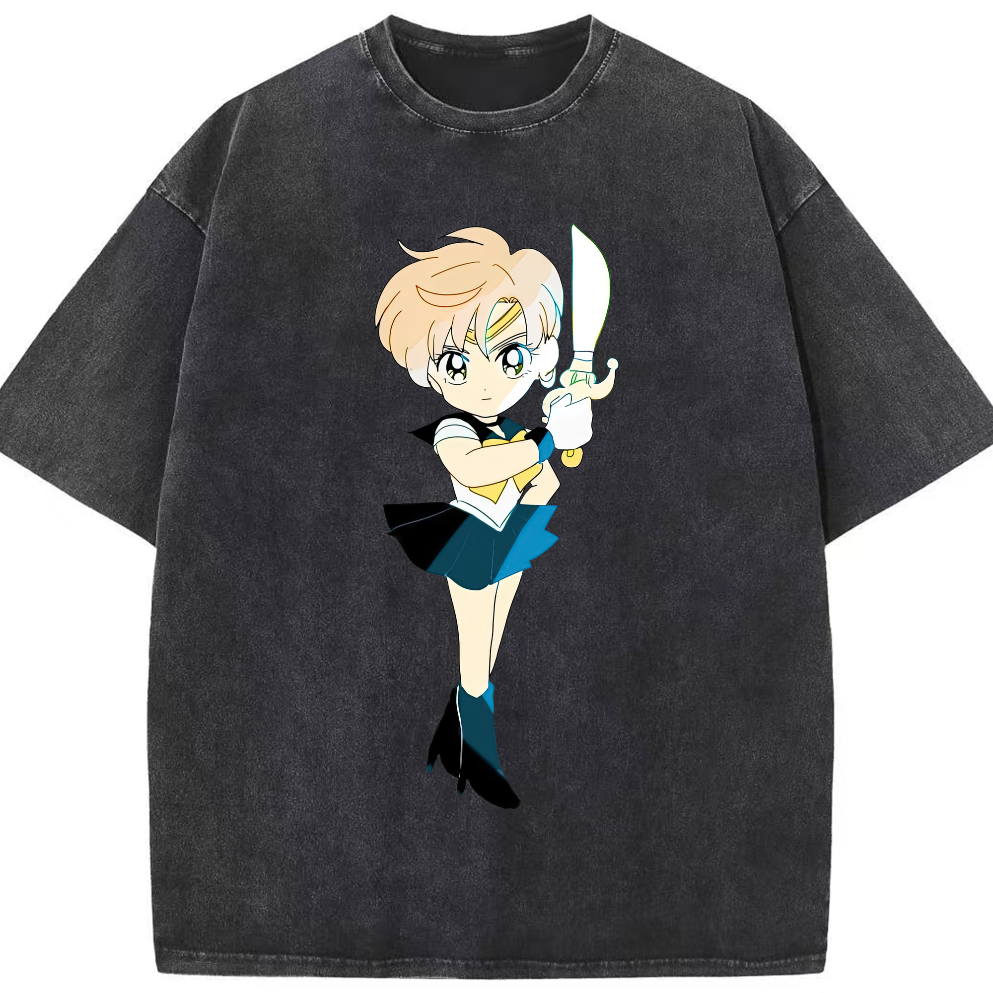 （画像用） 美少女戦士セーラームーン 天王はるか Sailor Moon Tenoh Haruka 綿100% ヴィンテージ風 半袖Tシャツ（フロントプリント）