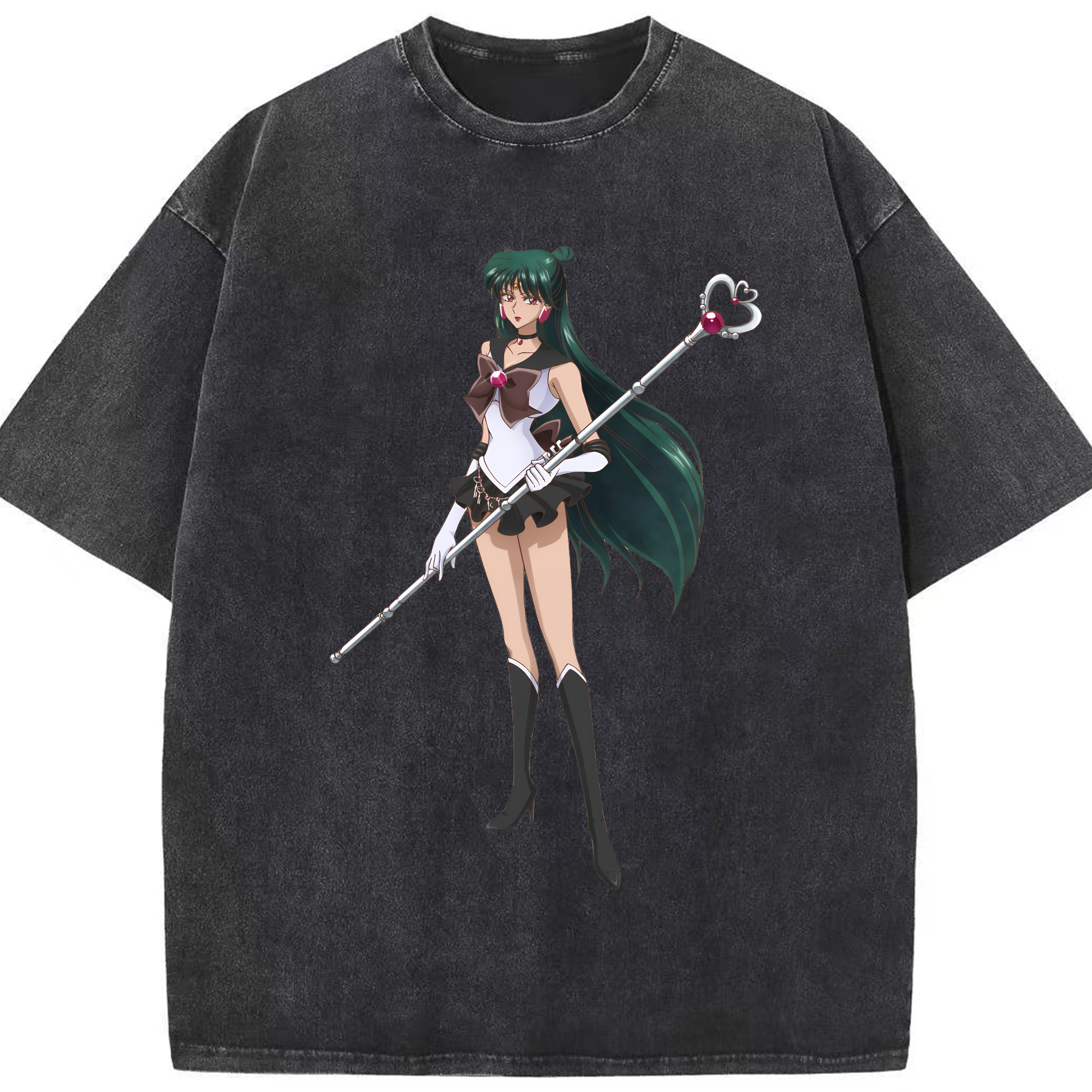 （画像用） 美少女戦士セーラームーン 冥王せつな Sailor Moon Meiou Setsuna 綿100% ヴィンテージ風 半袖Tシャツ（フロントプリント）