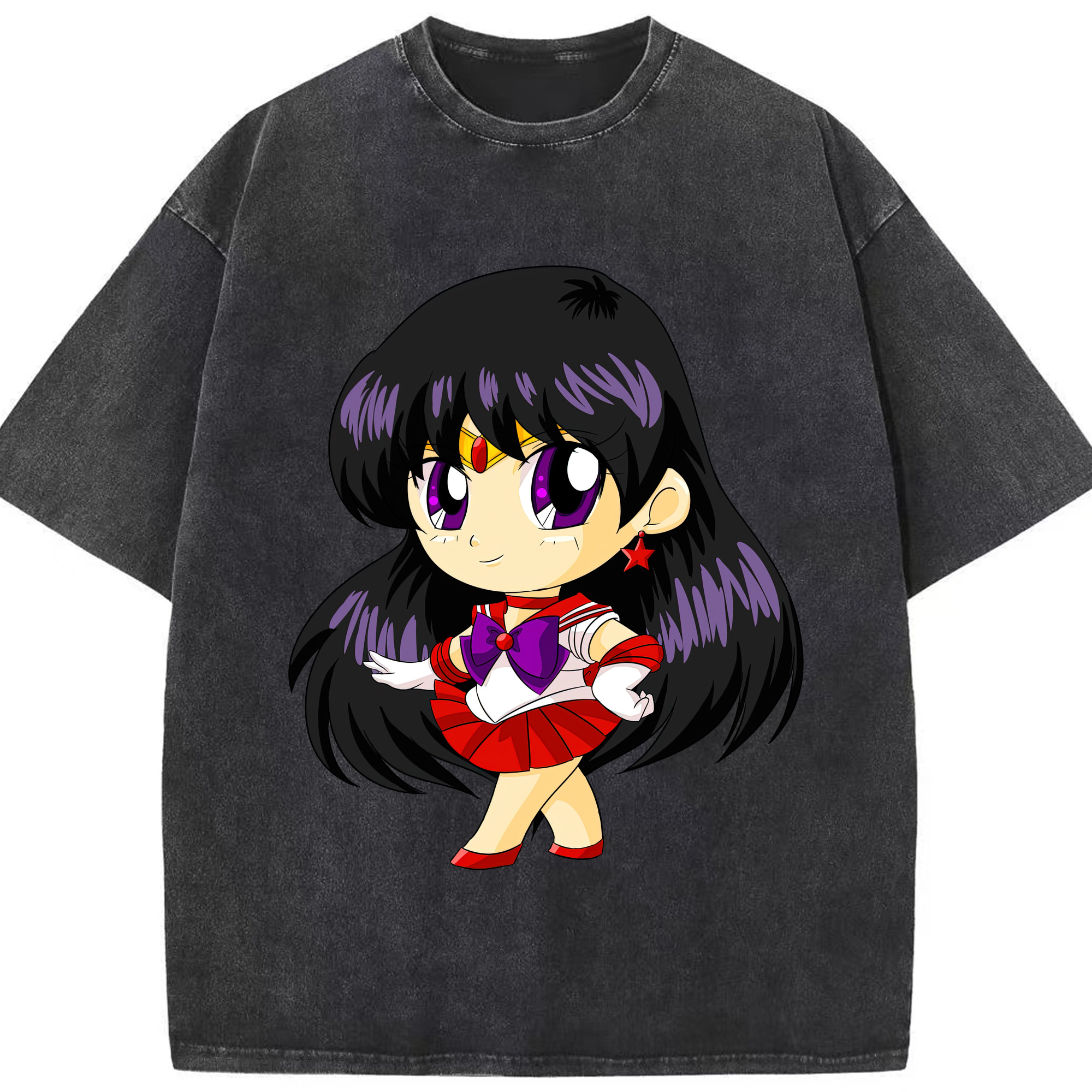 （画像用） 美少女戦士セーラームーン 火野レイ ひの レイ Sailor Moon Hino Rei （セーラーマーズ,Sailor Mars） 綿100% ヴィンテージ風 半袖Tシャツ（フロントプリント）