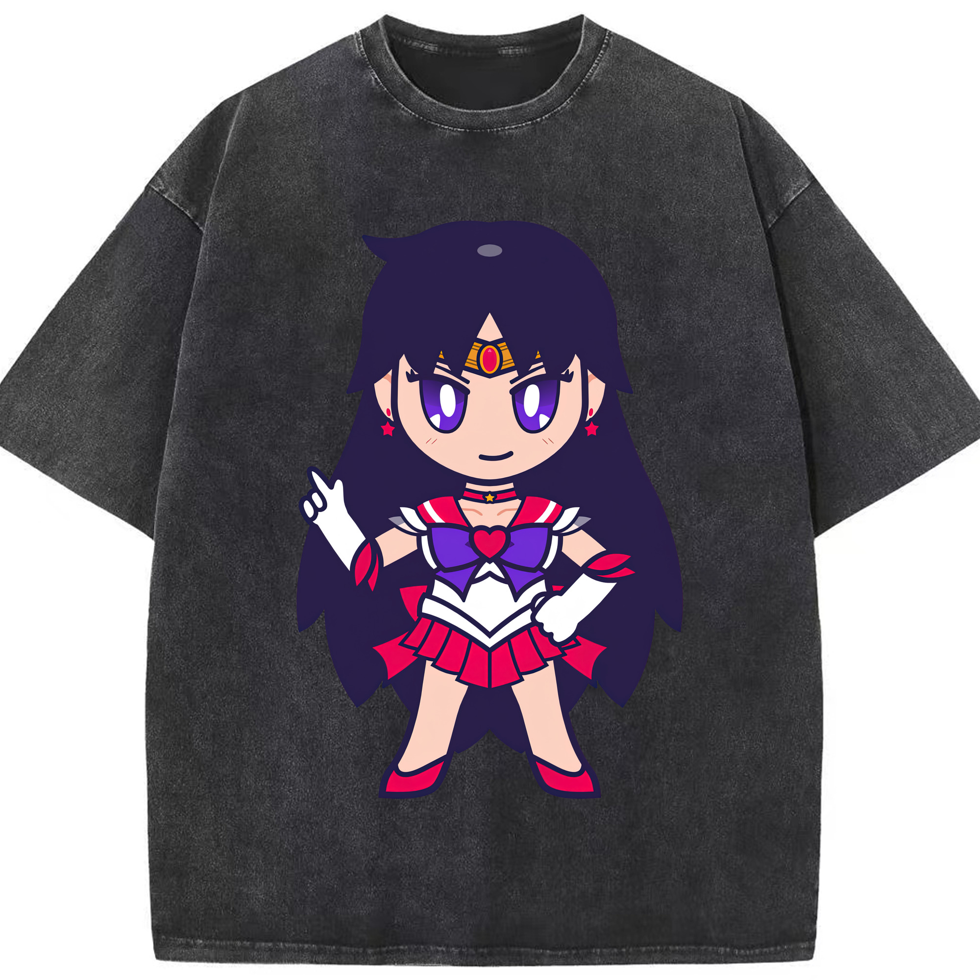 （画像用） 美少女戦士セーラームーン 火野レイ ひの レイ Sailor Moon Hino Rei （セーラーマーズ,Sailor Mars） 綿100% ヴィンテージ風 半袖Tシャツ（フロントプリント）