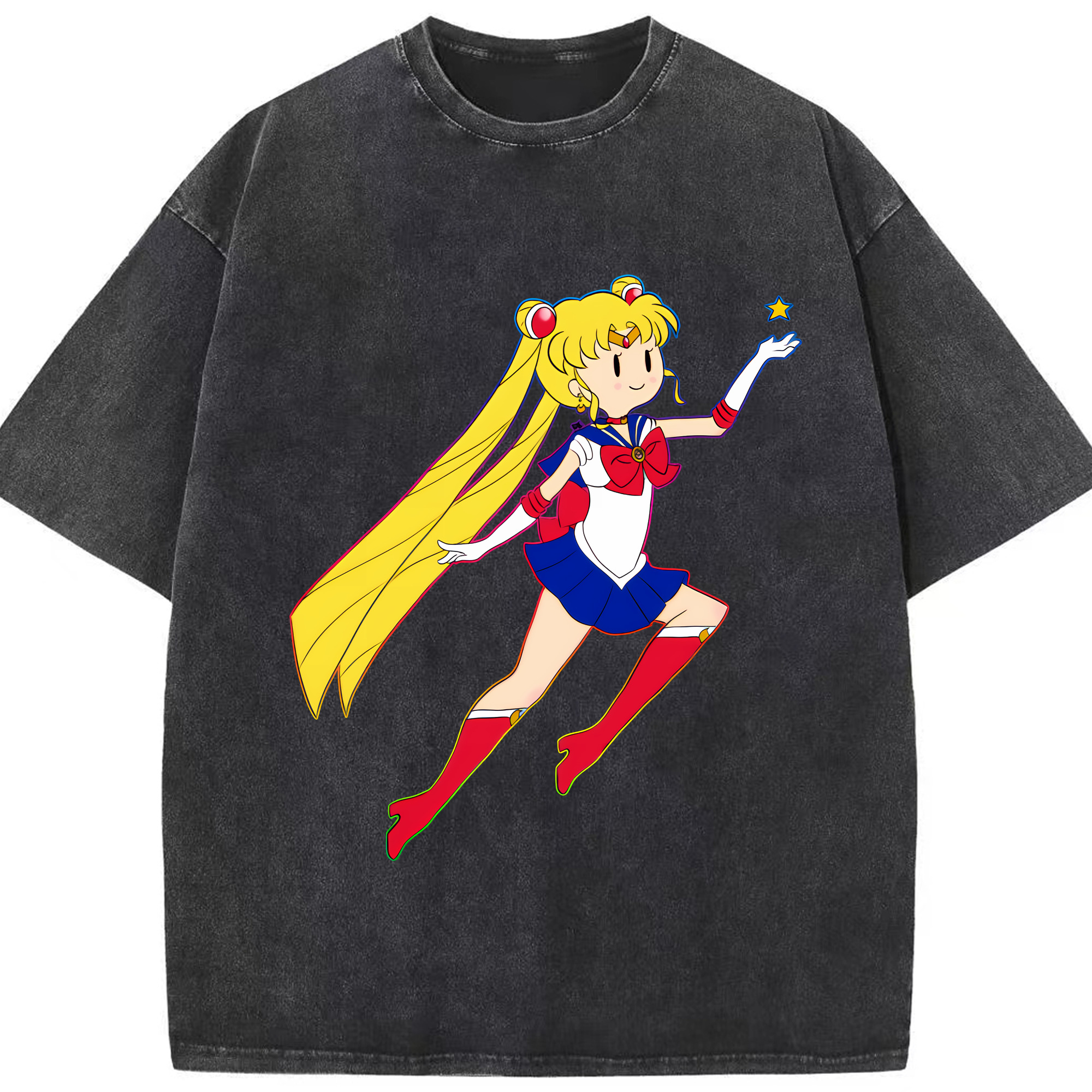 （画像用） 美少女戦士セーラームーン 月野 うさぎ つきの うさぎ Sailor Moon Tsukino Usagi 綿100% ヴィンテージ風 半袖Tシャツ（フロントプリント）
