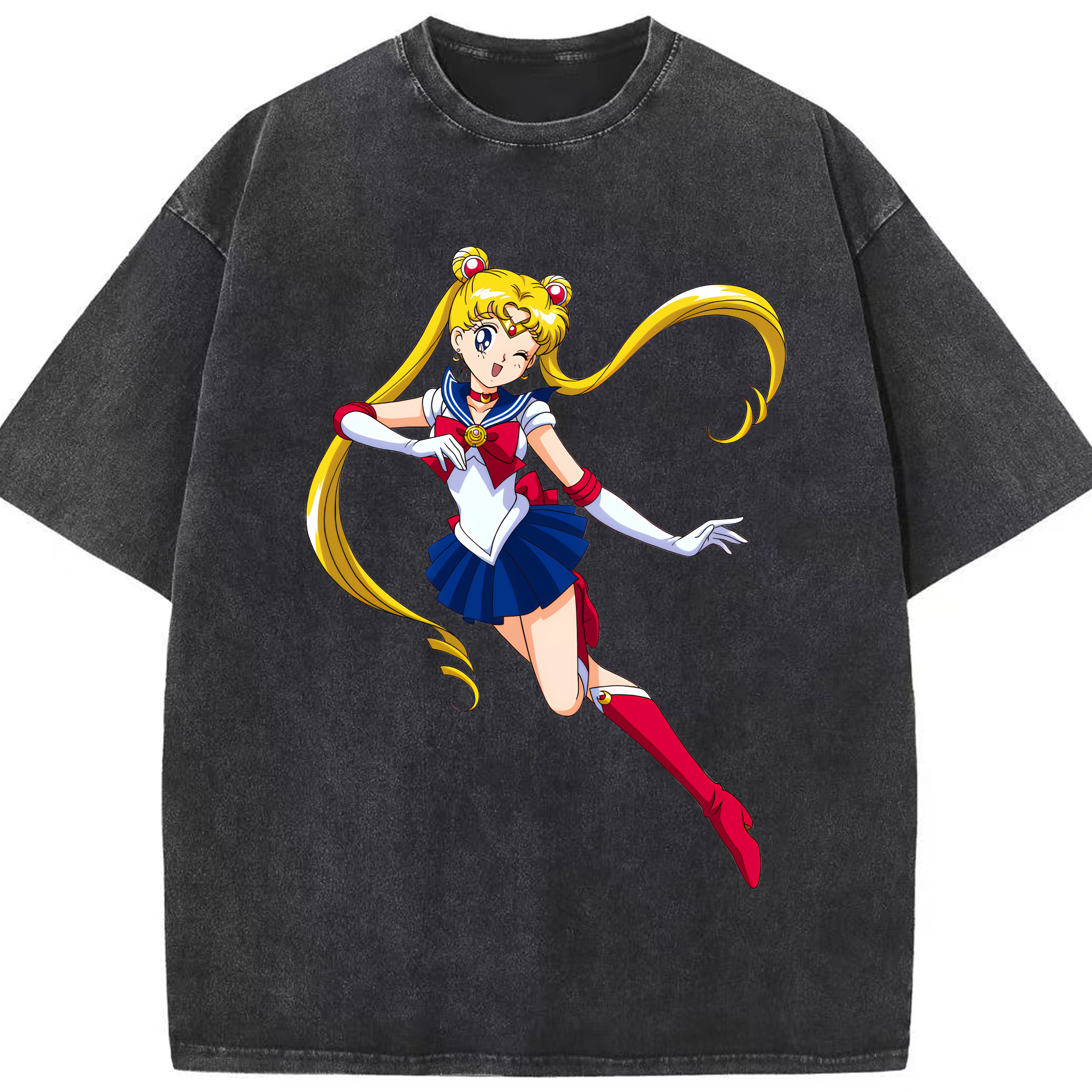 （画像用） 美少女戦士セーラームーン 月野 うさぎ つきの うさぎ Sailor Moon Tsukino Usagi 綿100% ヴィンテージ風 半袖Tシャツ（フロントプリント）