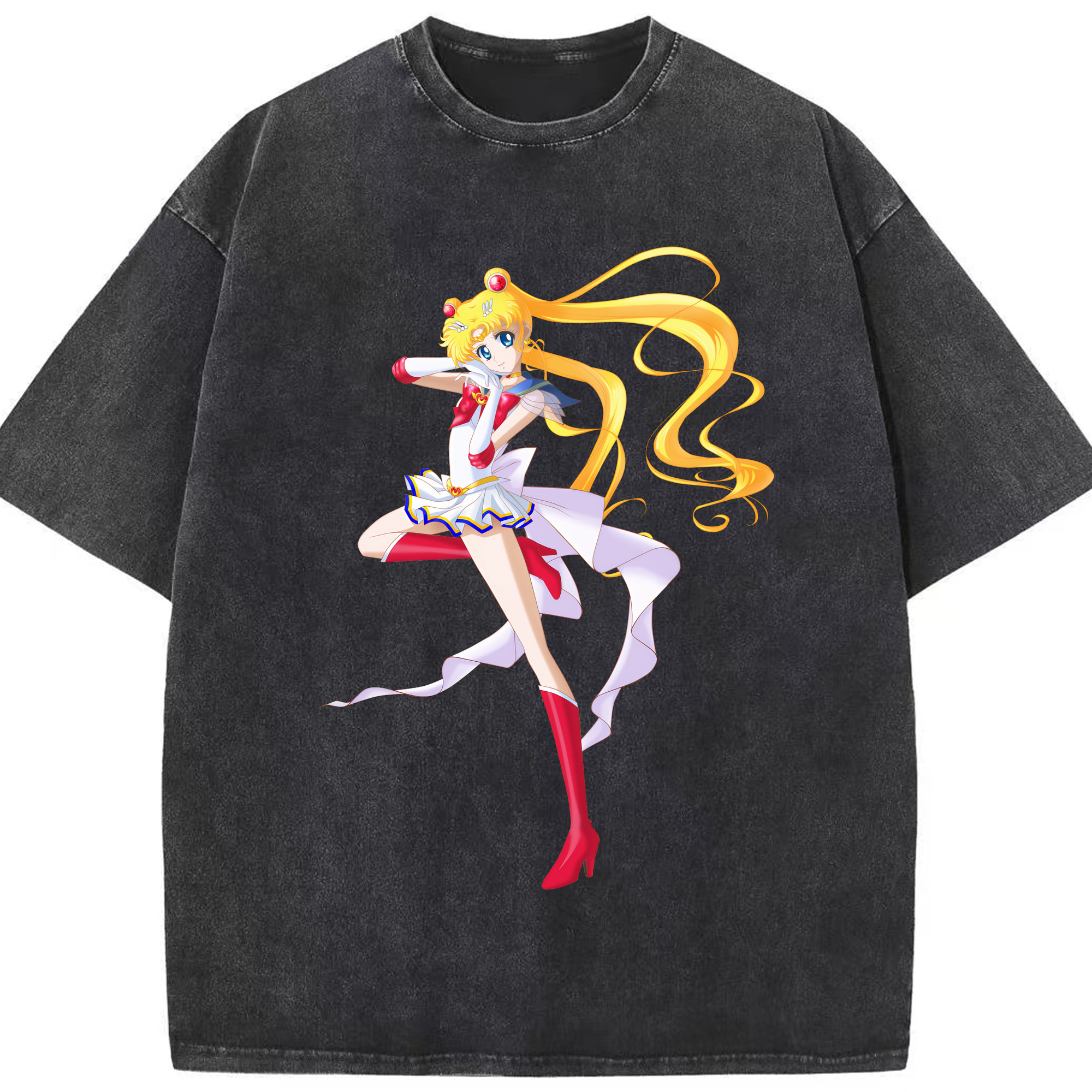 （画像用） 美少女戦士セーラームーン 月野 うさぎ つきの うさぎ Sailor Moon Tsukino Usagi 綿100% ヴィンテージ風 半袖Tシャツ（フロントプリント）