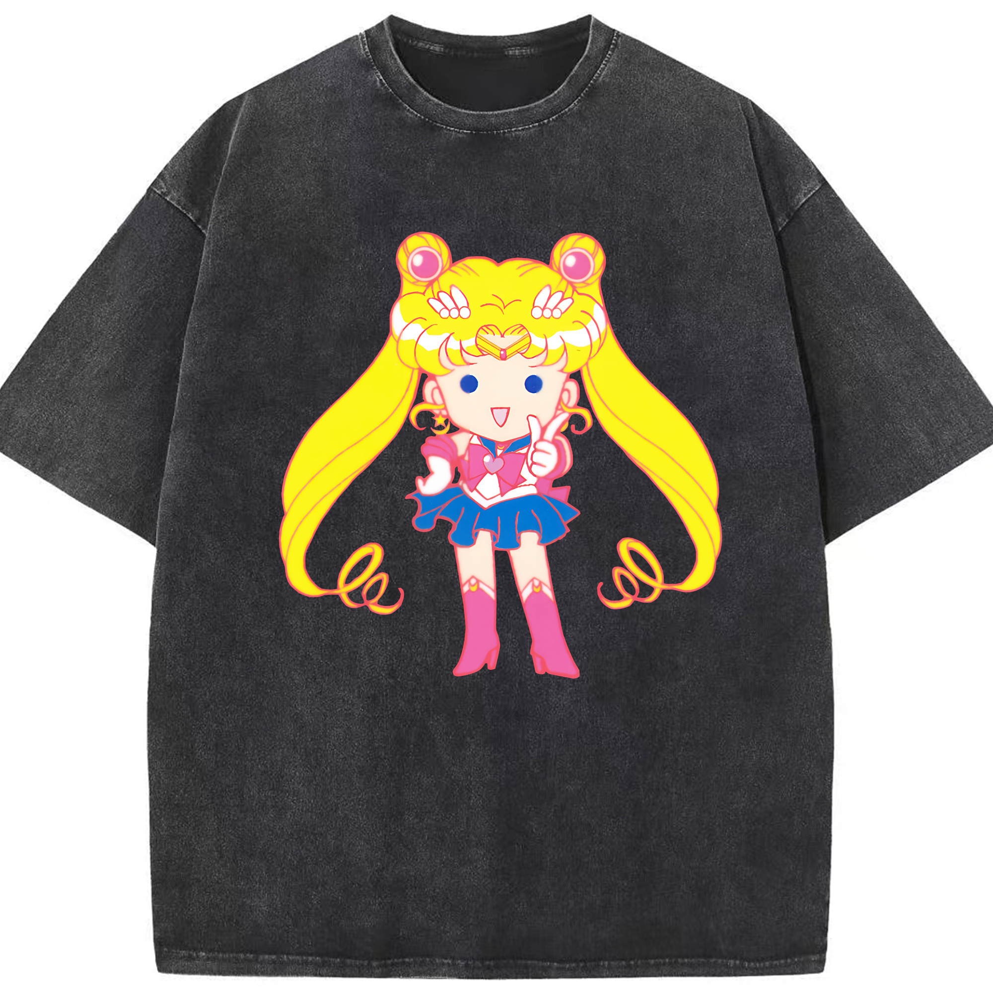 （画像用） 美少女戦士セーラームーン 月野 うさぎ つきの うさぎ Sailor Moon Tsukino Usagi 綿100% ヴィンテージ風 半袖Tシャツ（フロントプリント）