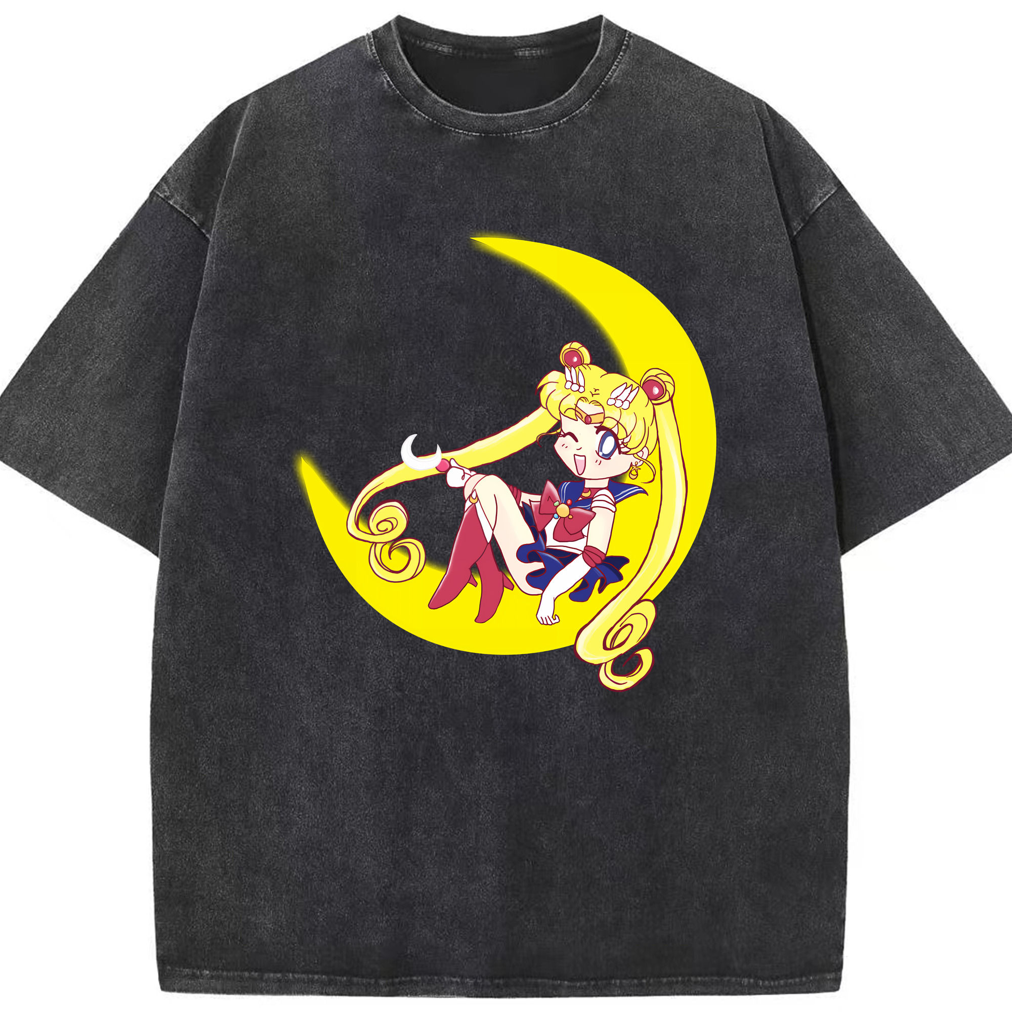 （画像用） 美少女戦士セーラームーン 月野 うさぎ つきの うさぎ Sailor Moon Tsukino Usagi 綿100% ヴィンテージ風 半袖Tシャツ（フロントプリント）