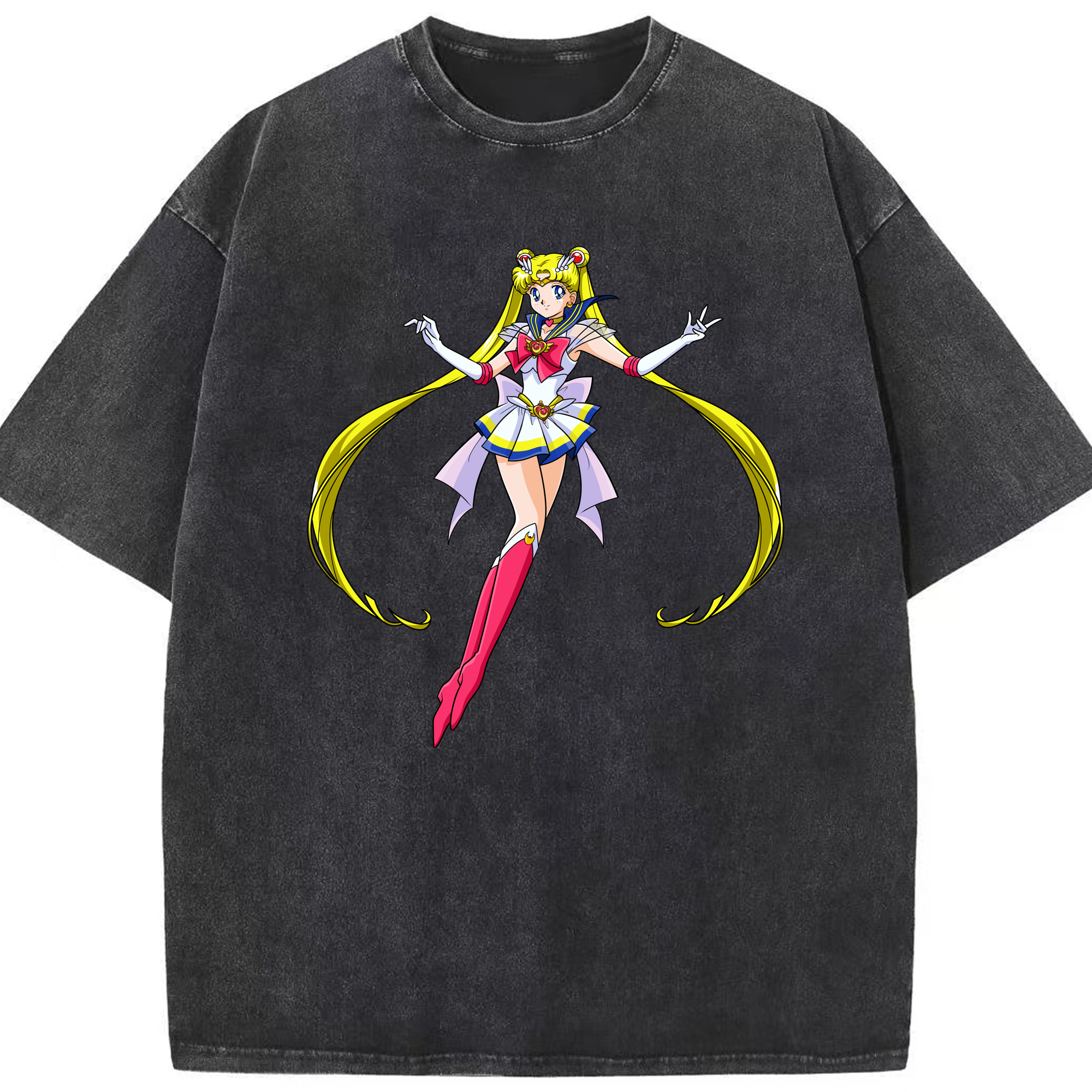（画像用） 美少女戦士セーラームーン 月野 うさぎ つきの うさぎ Sailor Moon Tsukino Usagi 綿100% ヴィンテージ風 半袖Tシャツ（フロントプリント）