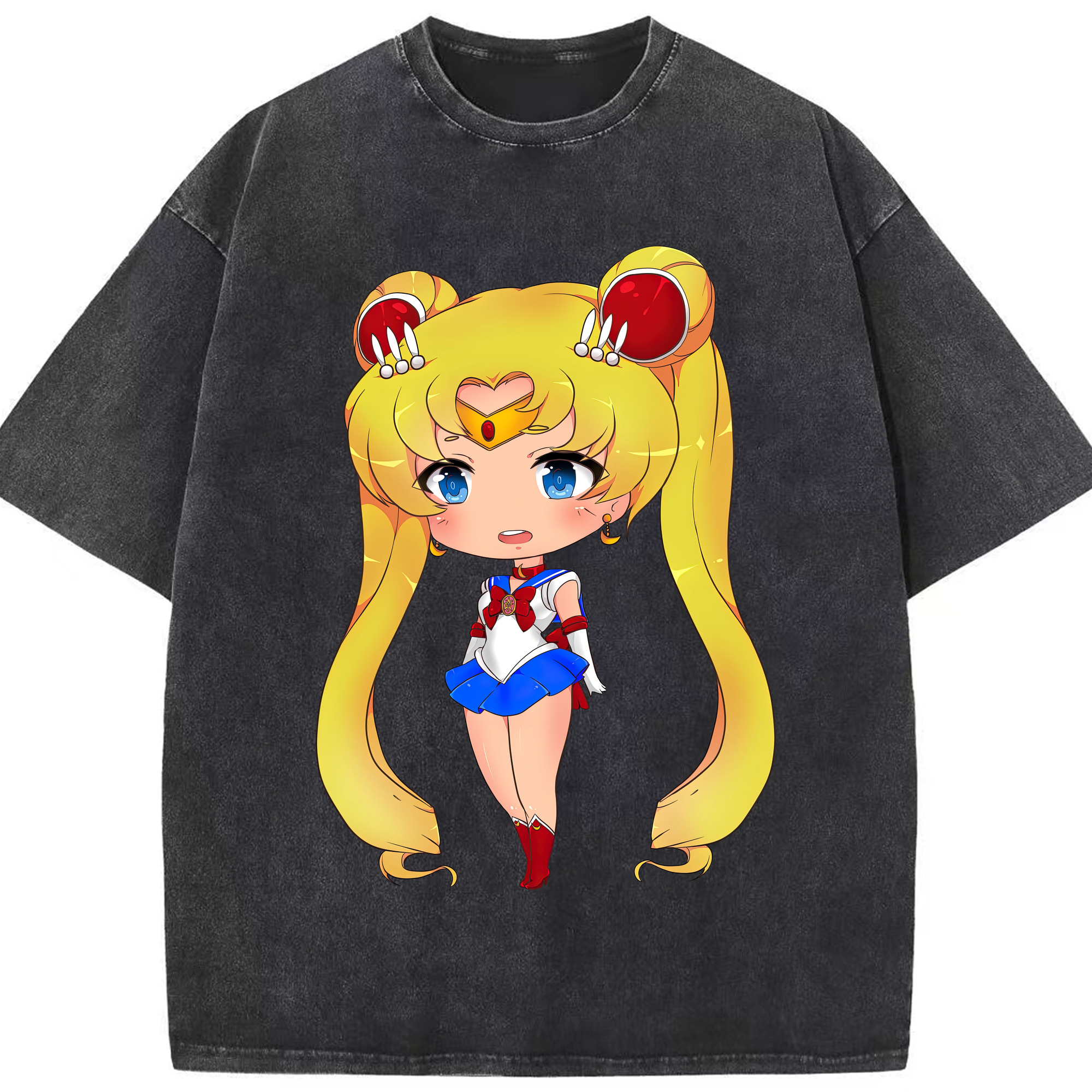 （画像用） 美少女戦士セーラームーン 月野 うさぎ つきの うさぎ Sailor Moon Tsukino Usagi 綿100% ヴィンテージ風 半袖Tシャツ（フロントプリント）