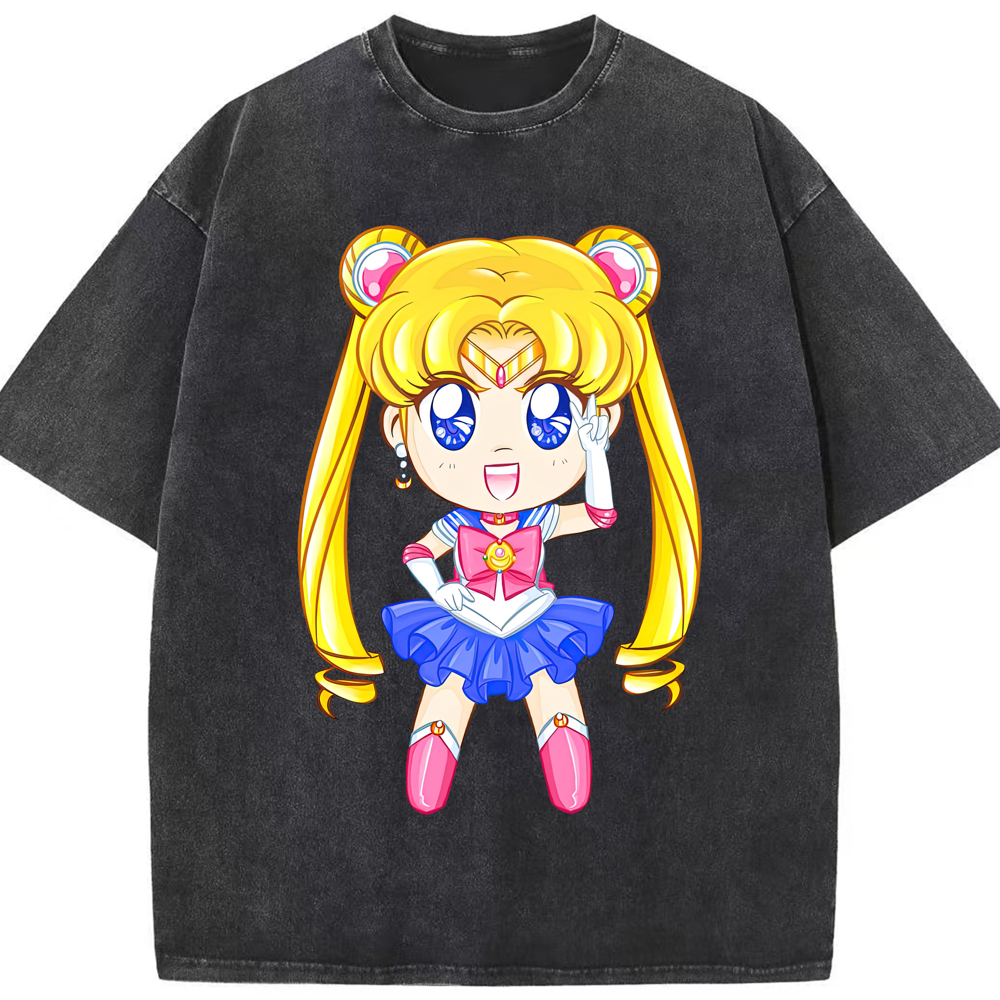 （画像用） 美少女戦士セーラームーン 月野 うさぎ つきの うさぎ Sailor Moon Tsukino Usagi 綿100% ヴィンテージ風 半袖Tシャツ（フロントプリント）