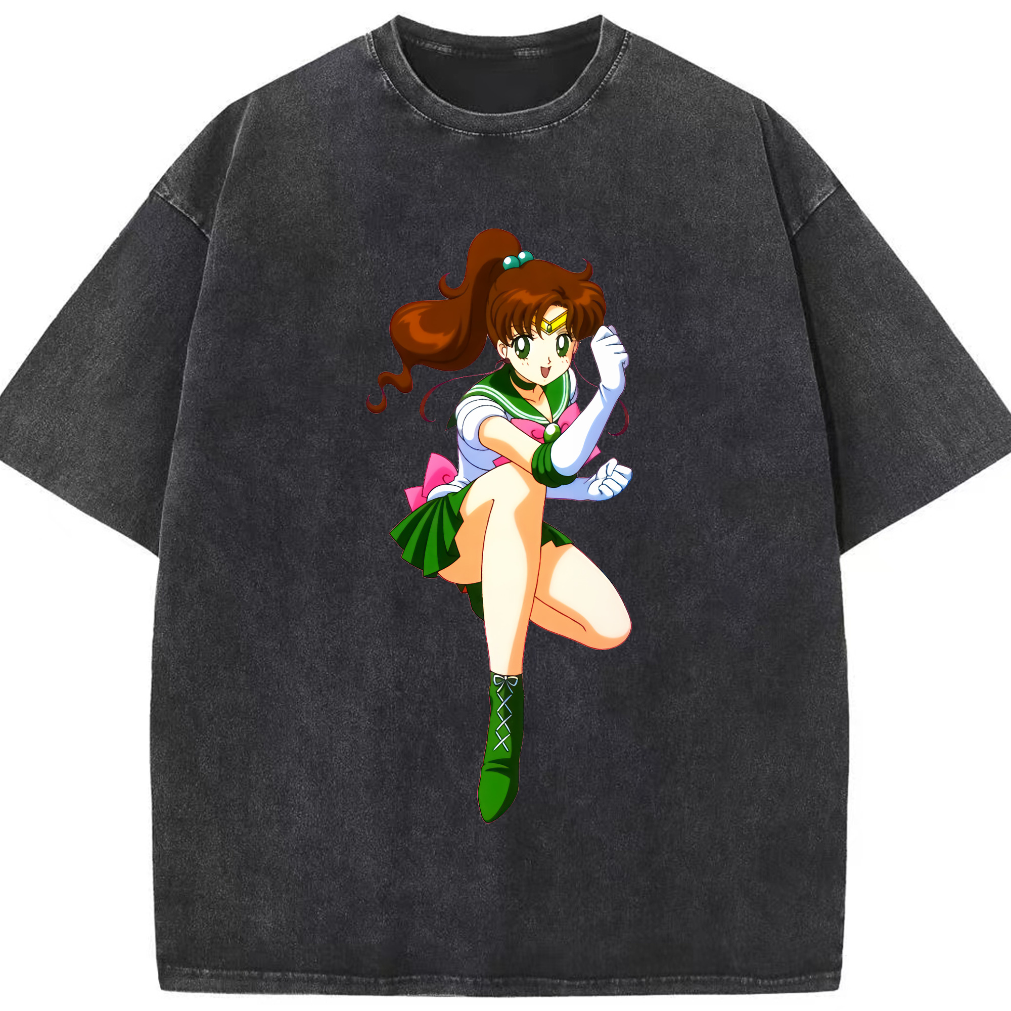 （画像用） 美少女戦士セーラームーン 木野 まこと きの まこと Sailor Moon Kino Makoto （セーラージュピター；Sailor Jupiter） 綿100% ヴィンテージ風 半袖Tシャツ（フロントプリント）
