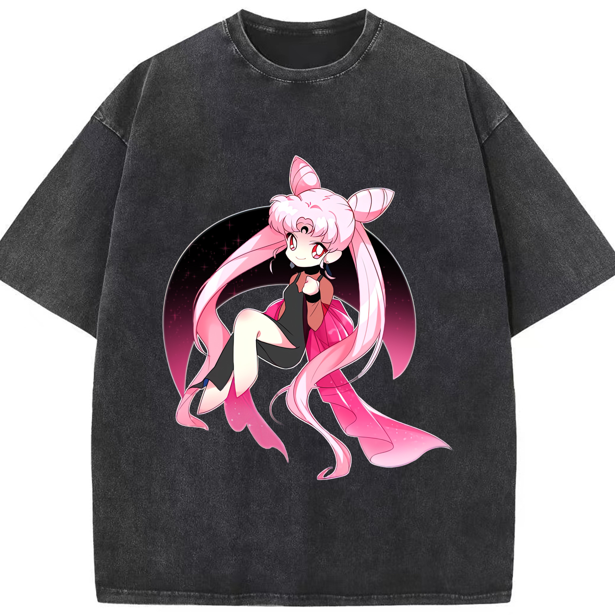 （画像用） 美少女戦士セーラームーン ちびうさ Sailor Moon Chibiusa Tsukino Usagi Small Lady Serenity 綿100% ヴィンテージ風 半袖Tシャツ（フロントプリント）