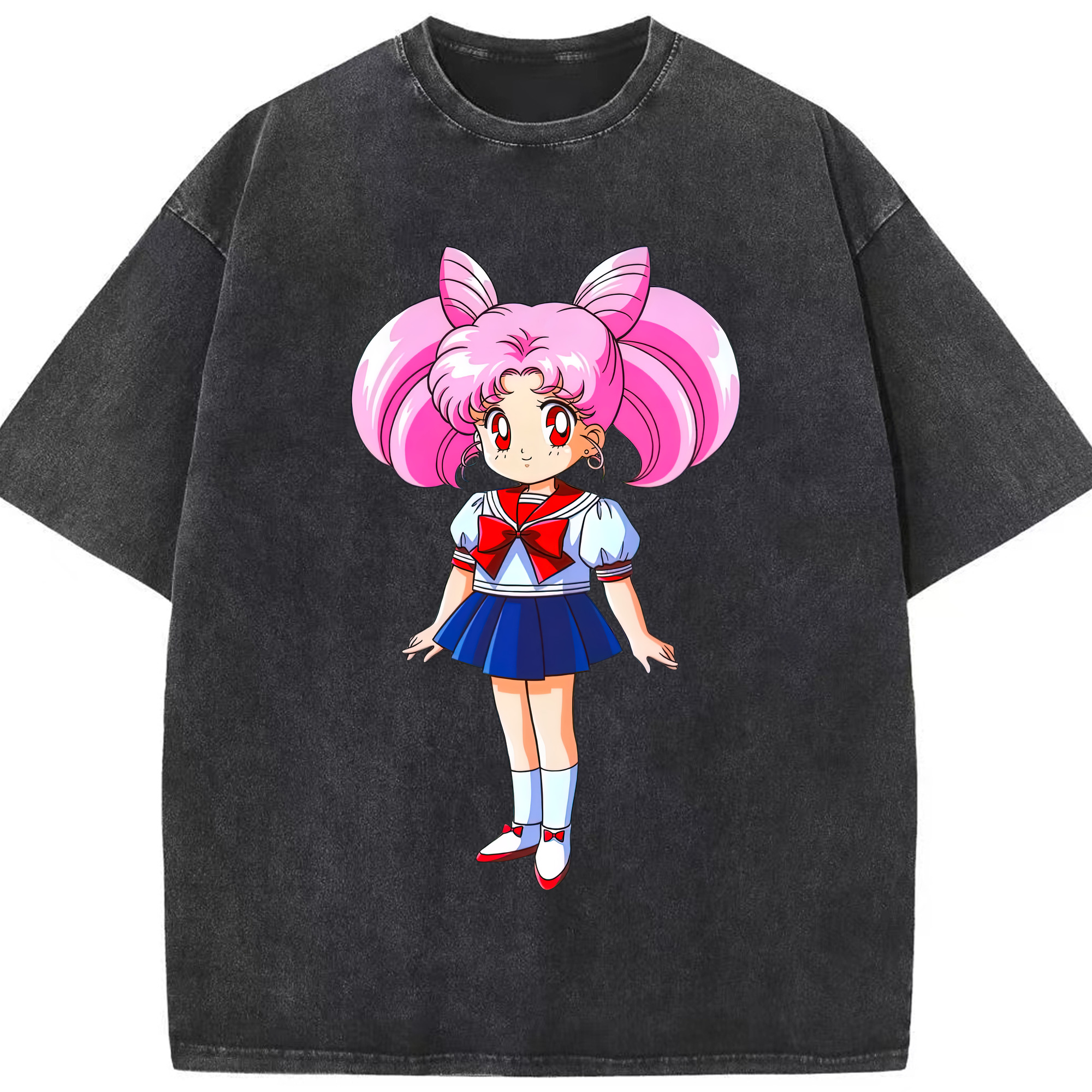 （画像用） 美少女戦士セーラームーン ちびうさ Sailor Moon Chibiusa Tsukino Usagi Small Lady Serenity 綿100% ヴィンテージ風 半袖Tシャツ（フロントプリント）