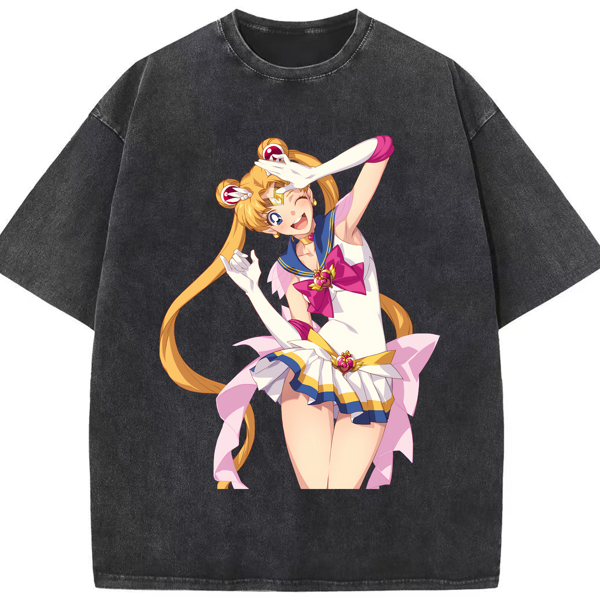 （画像用） 美少女戦士セーラームーン 月野 うさぎ つきの うさぎ Sailor Moon Tsukino Usagi 綿100% ヴィンテージ風 半袖Tシャツ（フロントプリント）