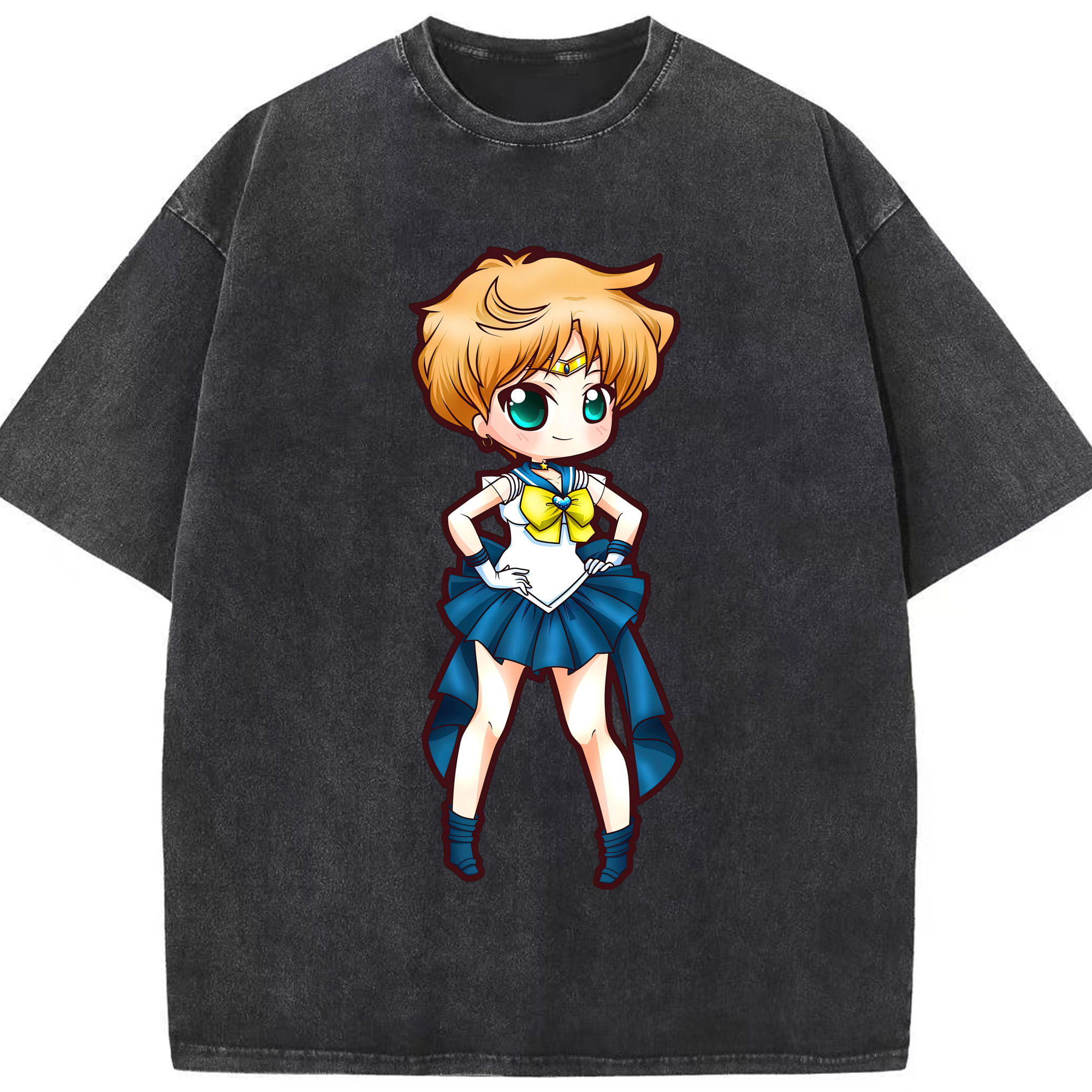 （画像用） 美少女戦士セーラームーン 天王はるか Sailor Moon Tenoh Haruka 綿100% ヴィンテージ風 半袖Tシャツ（フロントプリント）