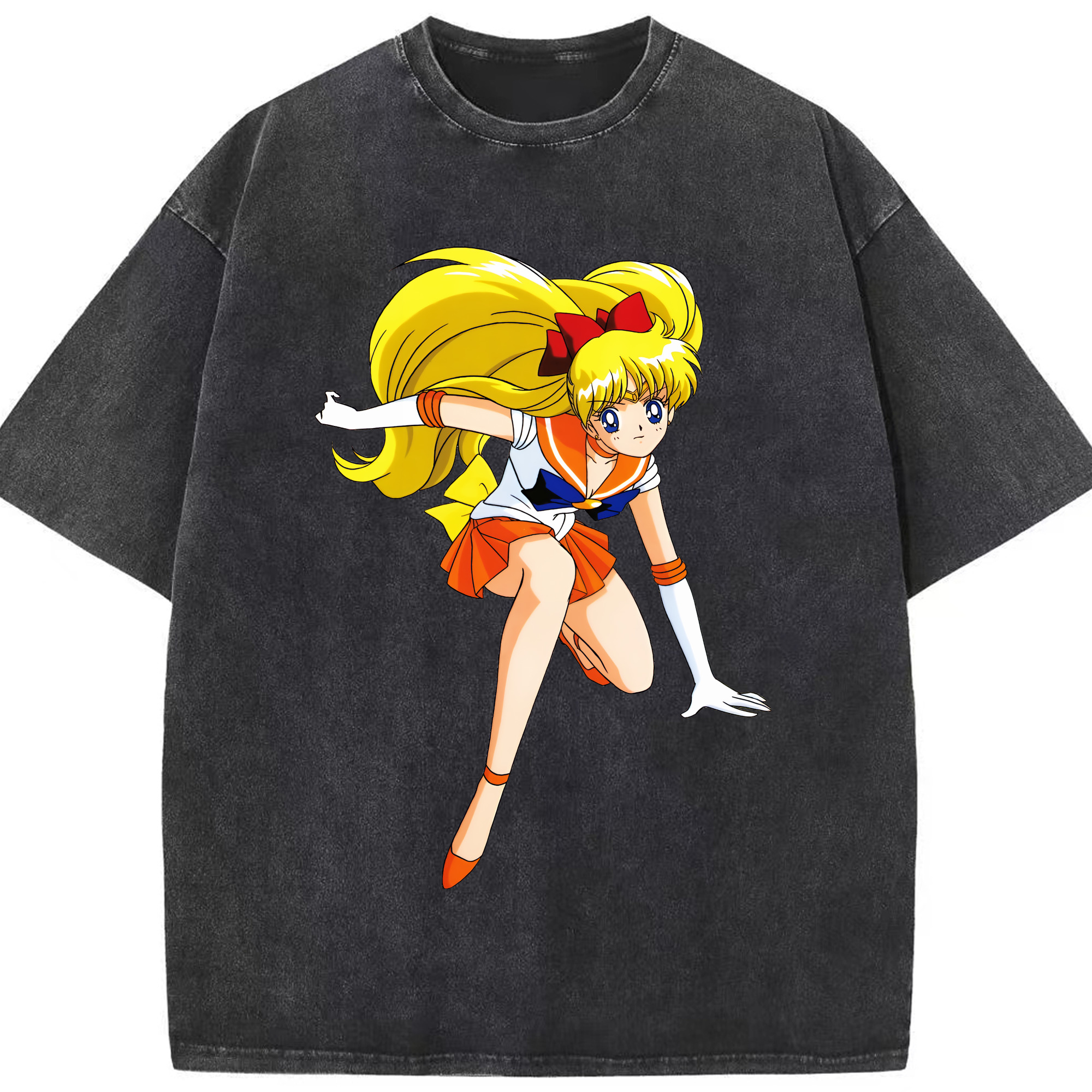 （画像用） 美少女戦士セーラームーン 愛野 美奈子 あいの みなこ Sailor Moon Aino Minako 綿100% ヴィンテージ風 半袖Tシャツ（フロントプリント）