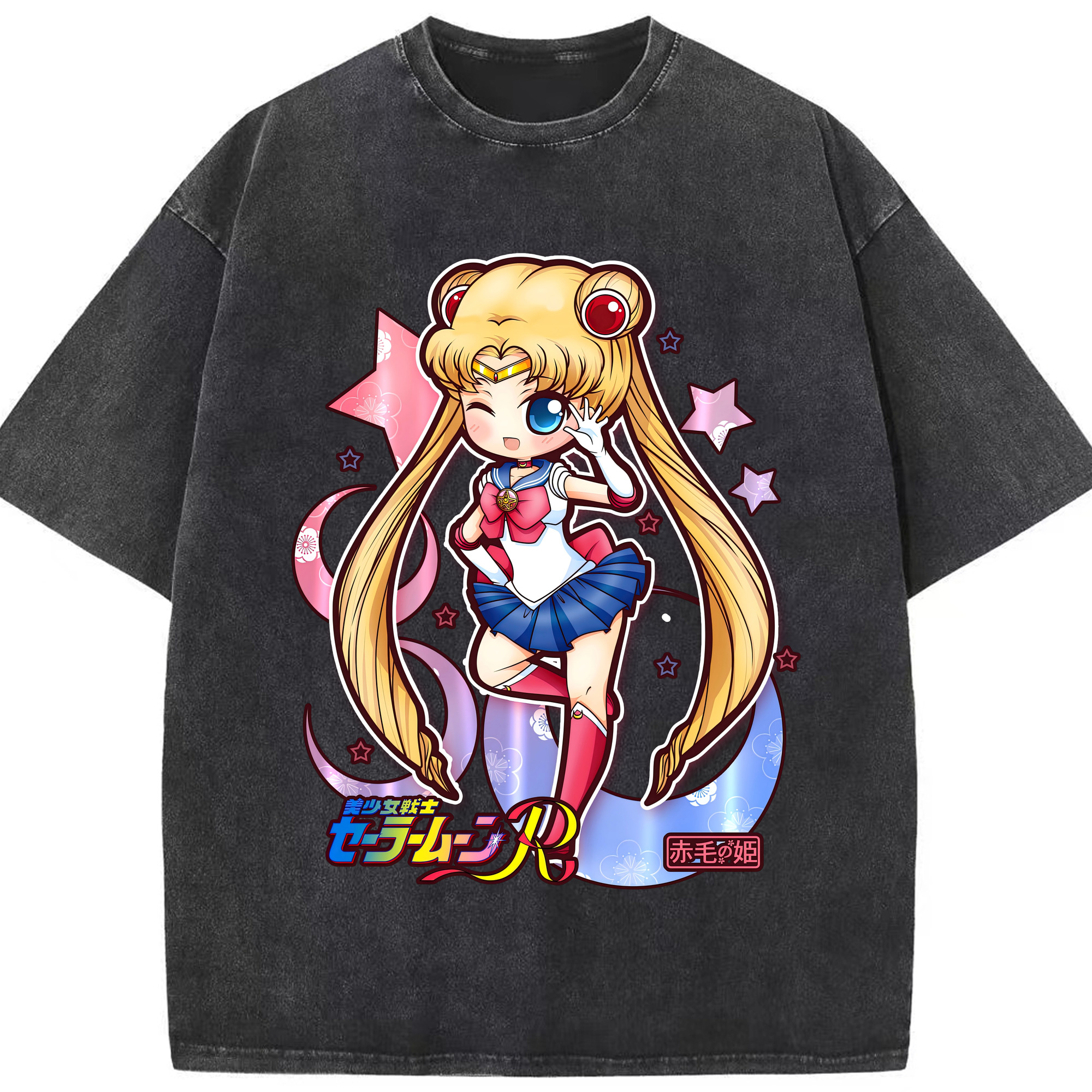 （画像用） 美少女戦士セーラームーン 月野 うさぎ つきの うさぎ Sailor Moon Tsukino Usagi 綿100% ヴィンテージ風 半袖Tシャツ（フロントプリント）