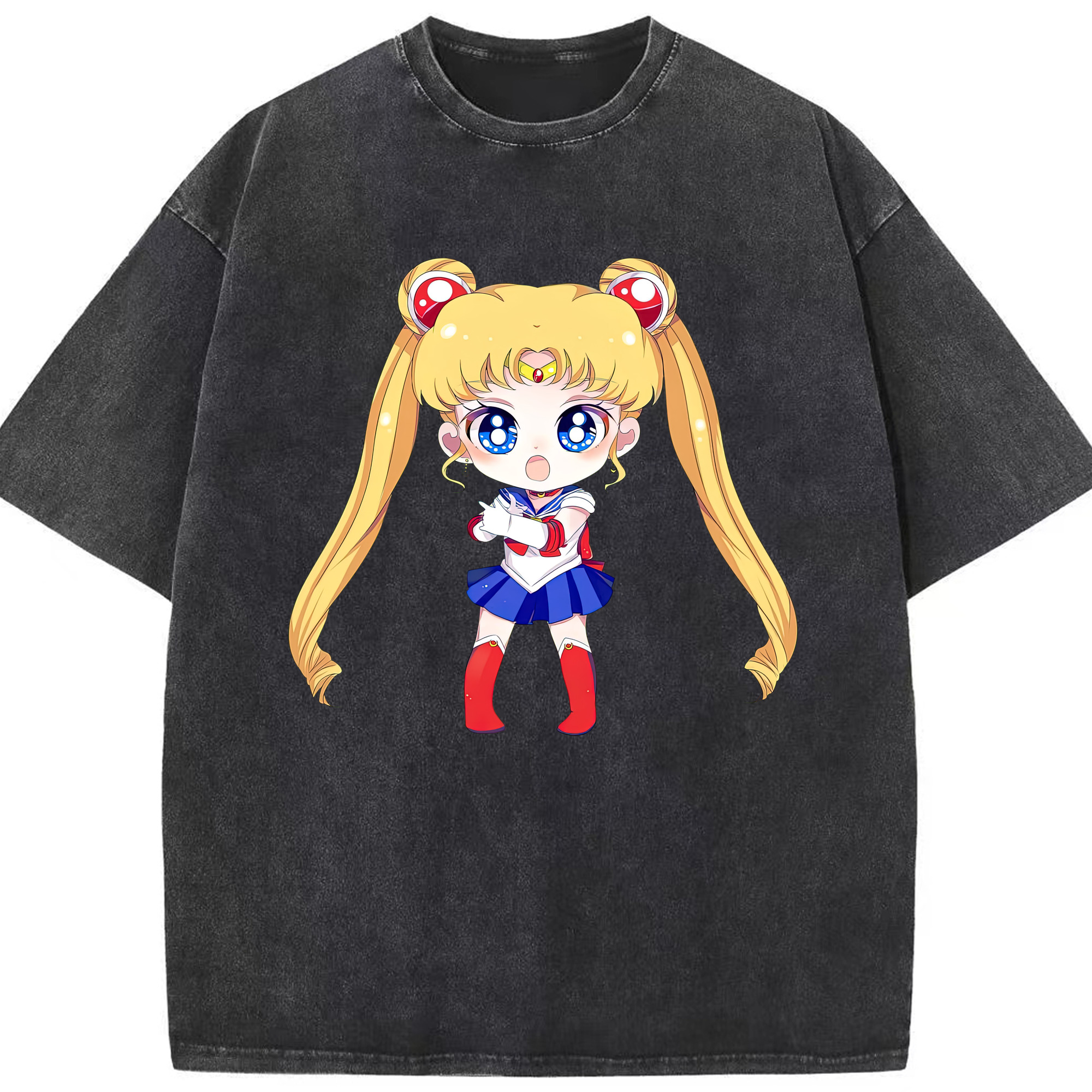 （画像用） 美少女戦士セーラームーン 月野 うさぎ つきの うさぎ Sailor Moon Tsukino Usagi 綿100% ヴィンテージ風 半袖Tシャツ（フロントプリント）