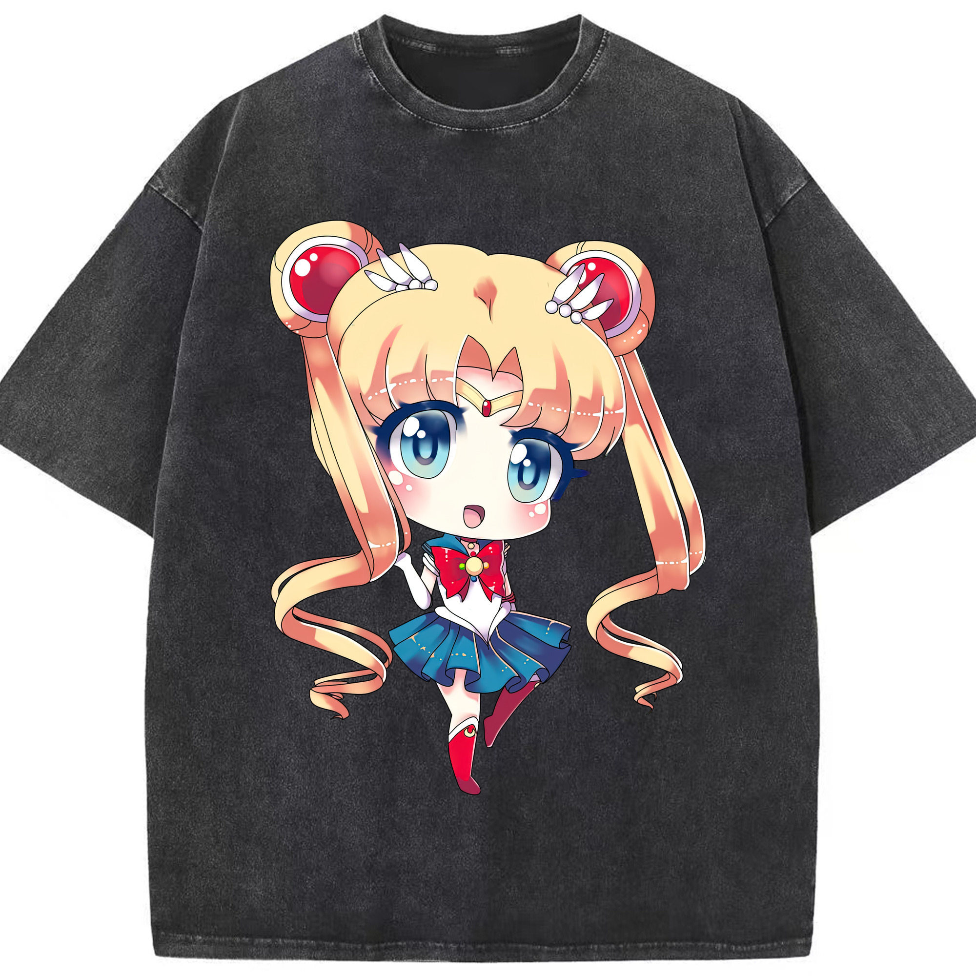 （画像用） 美少女戦士セーラームーン 月野 うさぎ つきの うさぎ Sailor Moon Tsukino Usagi 綿100% ヴィンテージ風 半袖Tシャツ（フロントプリント）