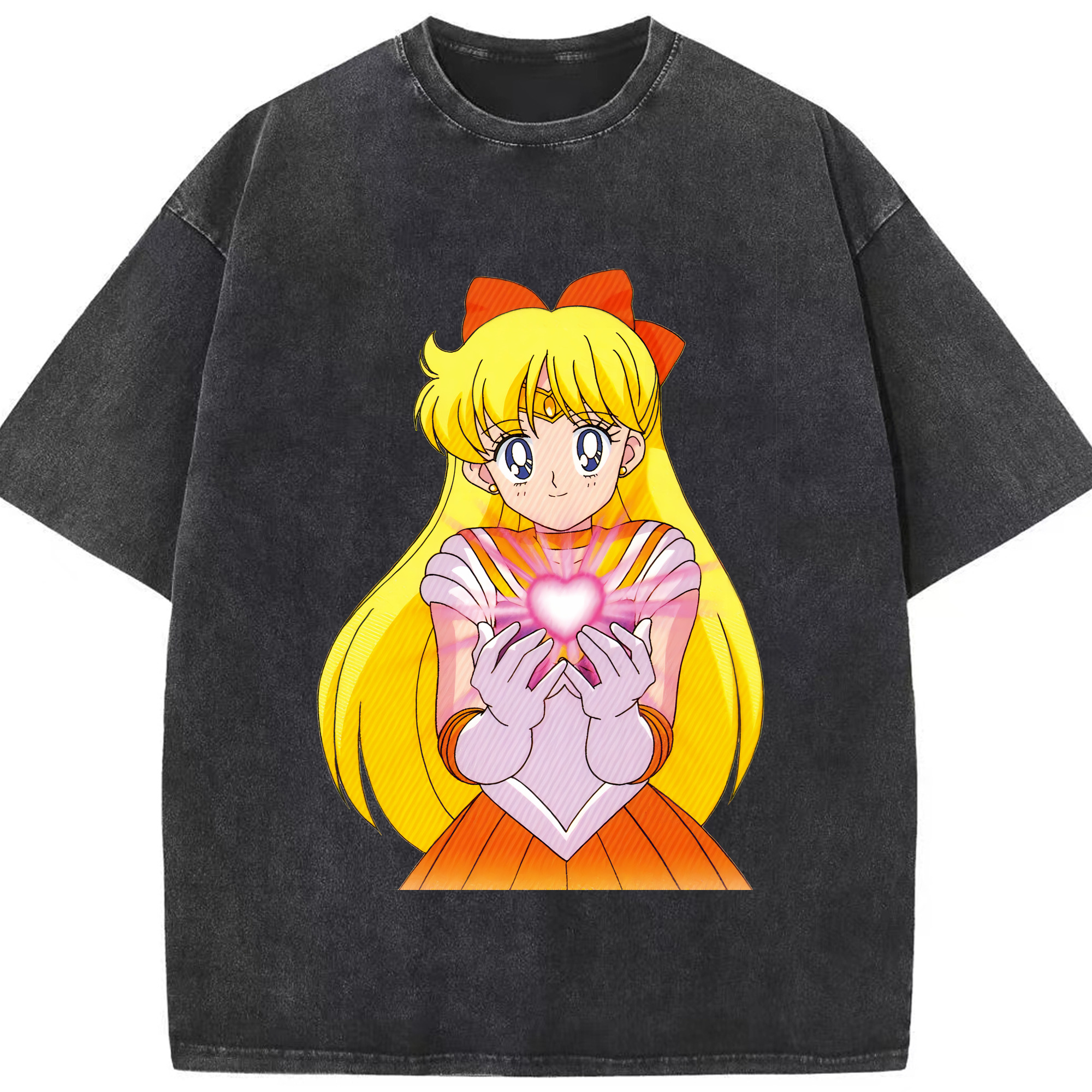 （画像用） 美少女戦士セーラームーン 愛野 美奈子 あいの みなこ Sailor Moon Aino Minako 綿100% ヴィンテージ風 半袖Tシャツ（フロントプリント）