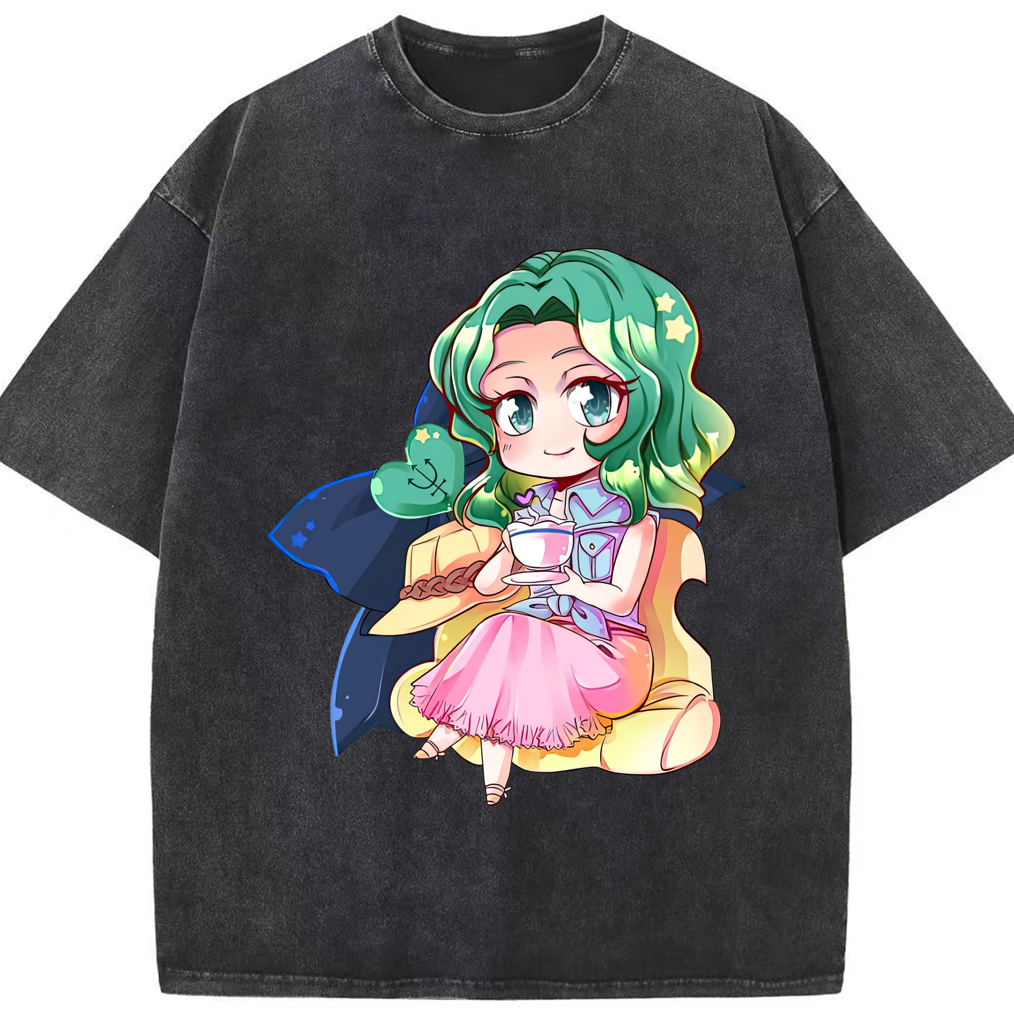 （画像用） 美少女戦士セーラームーン 海王 みちる（かいおう みちる） Sailor Moon Kaiou Michiru 綿100% ヴィンテージ風 半袖Tシャツ（フロントプリント）
