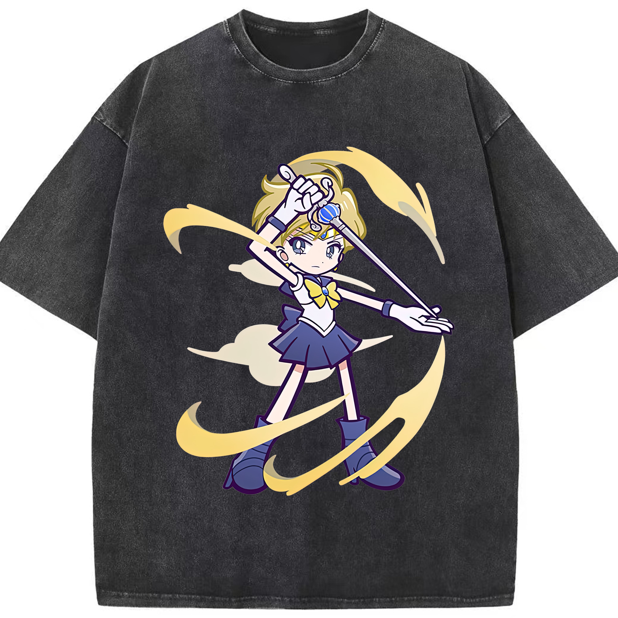 （画像用） 美少女戦士セーラームーン 天王はるか Sailor Moon Tenoh Haruka 綿100% ヴィンテージ風 半袖Tシャツ（フロントプリント）
