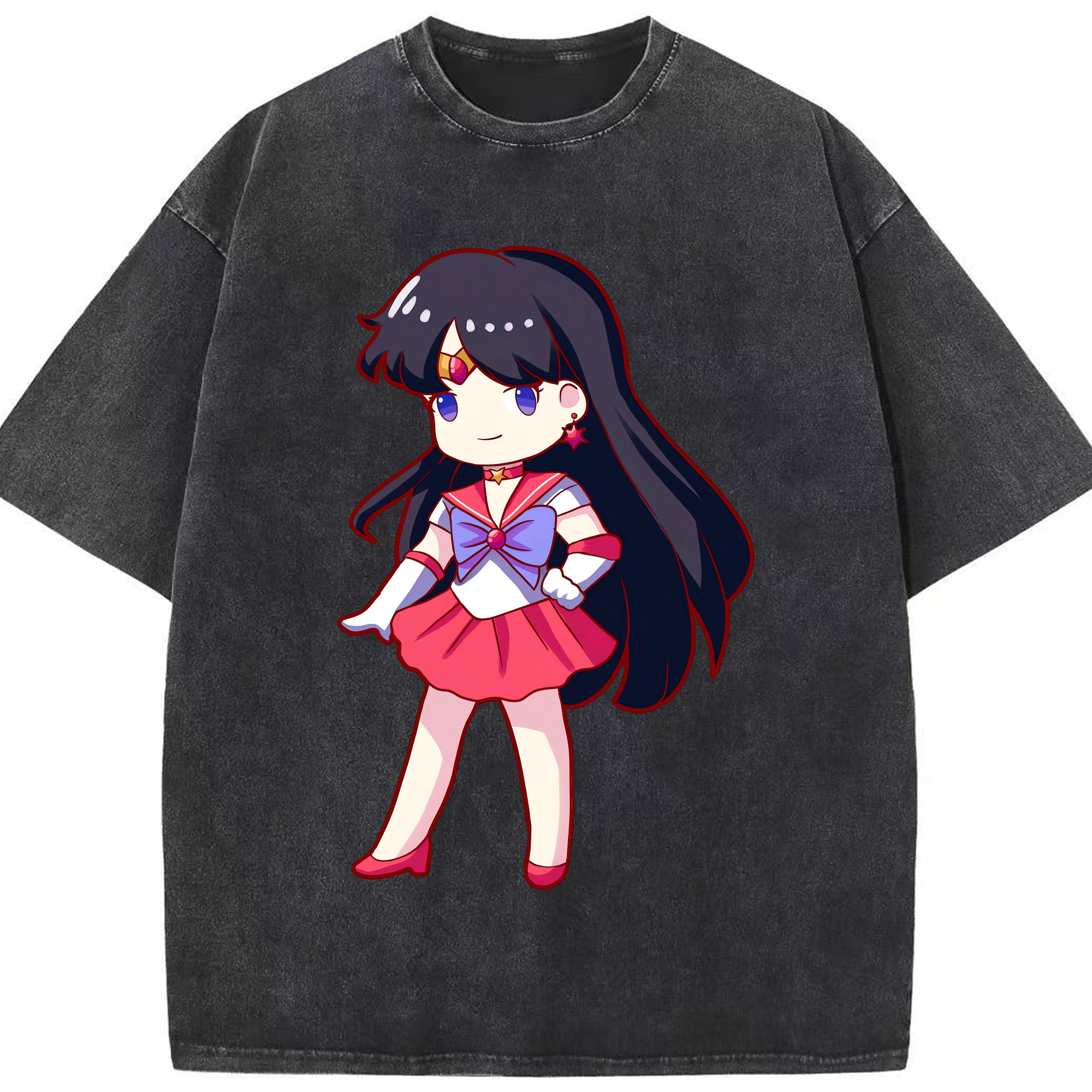 （画像用） 美少女戦士セーラームーン 火野レイ ひの レイ Sailor Moon Hino Rei （セーラーマーズ,Sailor Mars） 綿100% ヴィンテージ風 半袖Tシャツ（フロントプリント）