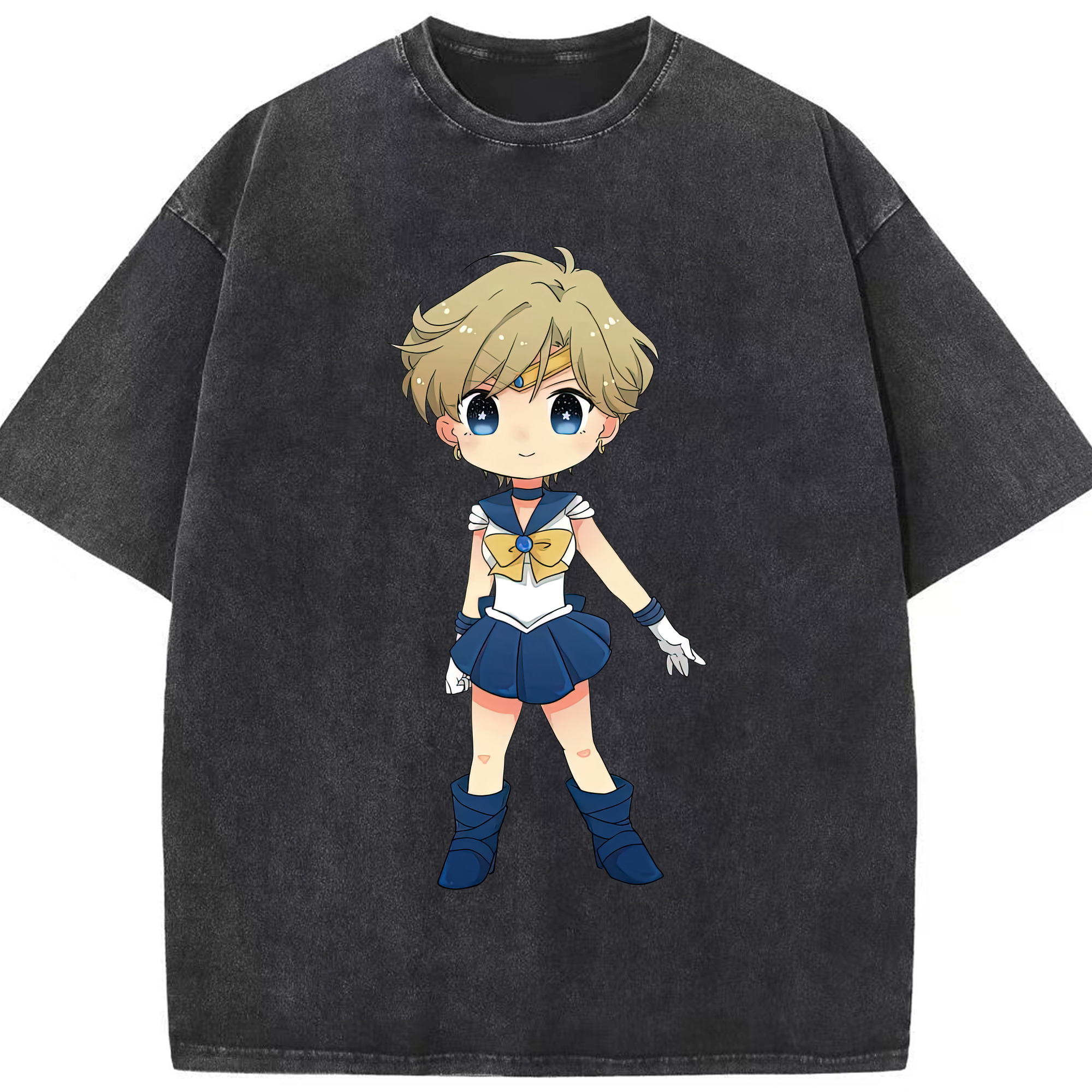 （画像用） 美少女戦士セーラームーン 天王はるか Sailor Moon Tenoh Haruka 綿100% ヴィンテージ風 半袖Tシャツ（フロントプリント）