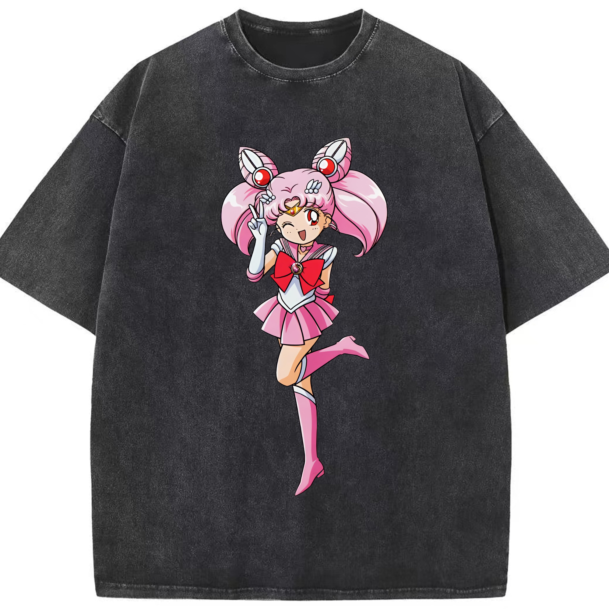 （画像用） 美少女戦士セーラームーン ちびうさ Sailor Moon Chibiusa Tsukino Usagi Small Lady Serenity 綿100% ヴィンテージ風 半袖Tシャツ（フロントプリント）