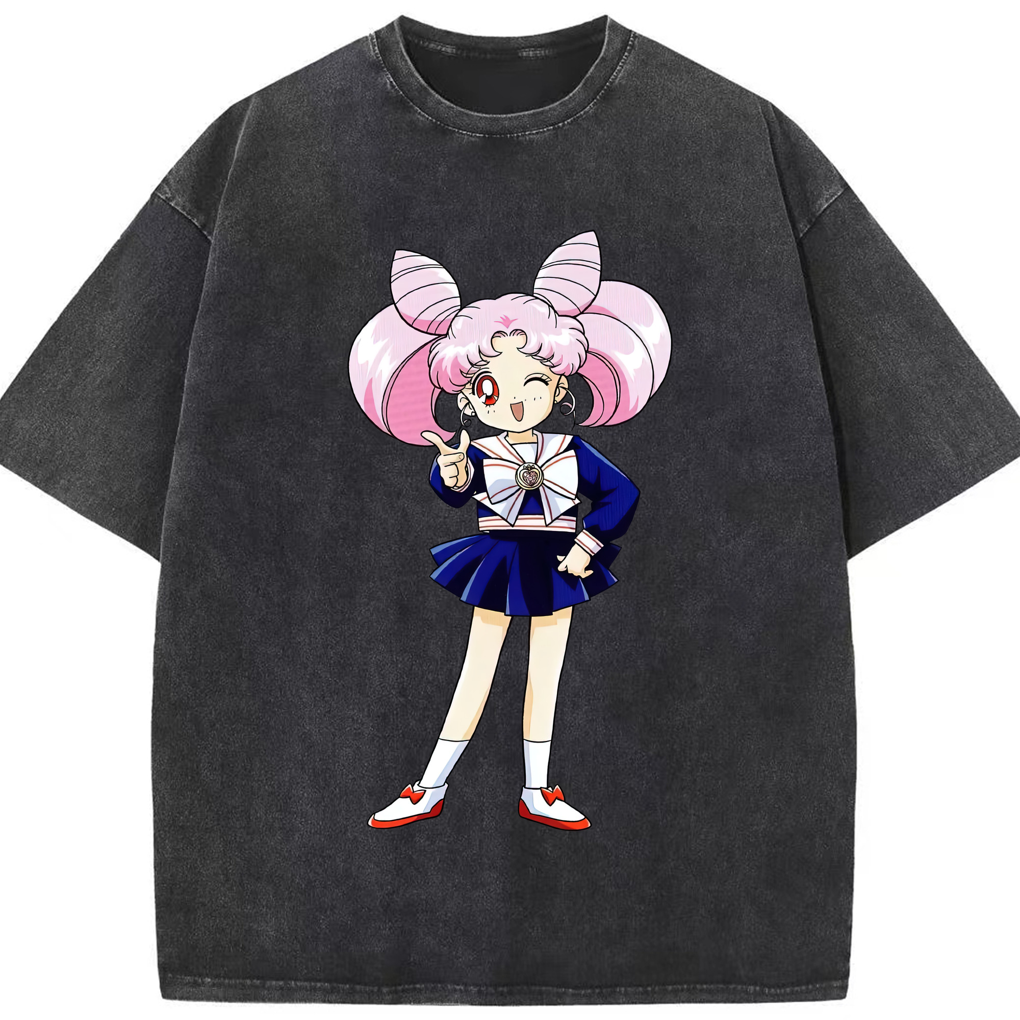 （画像用） 美少女戦士セーラームーン ちびうさ Sailor Moon Chibiusa Tsukino Usagi Small Lady Serenity 綿100% ヴィンテージ風 半袖Tシャツ（フロントプリント）