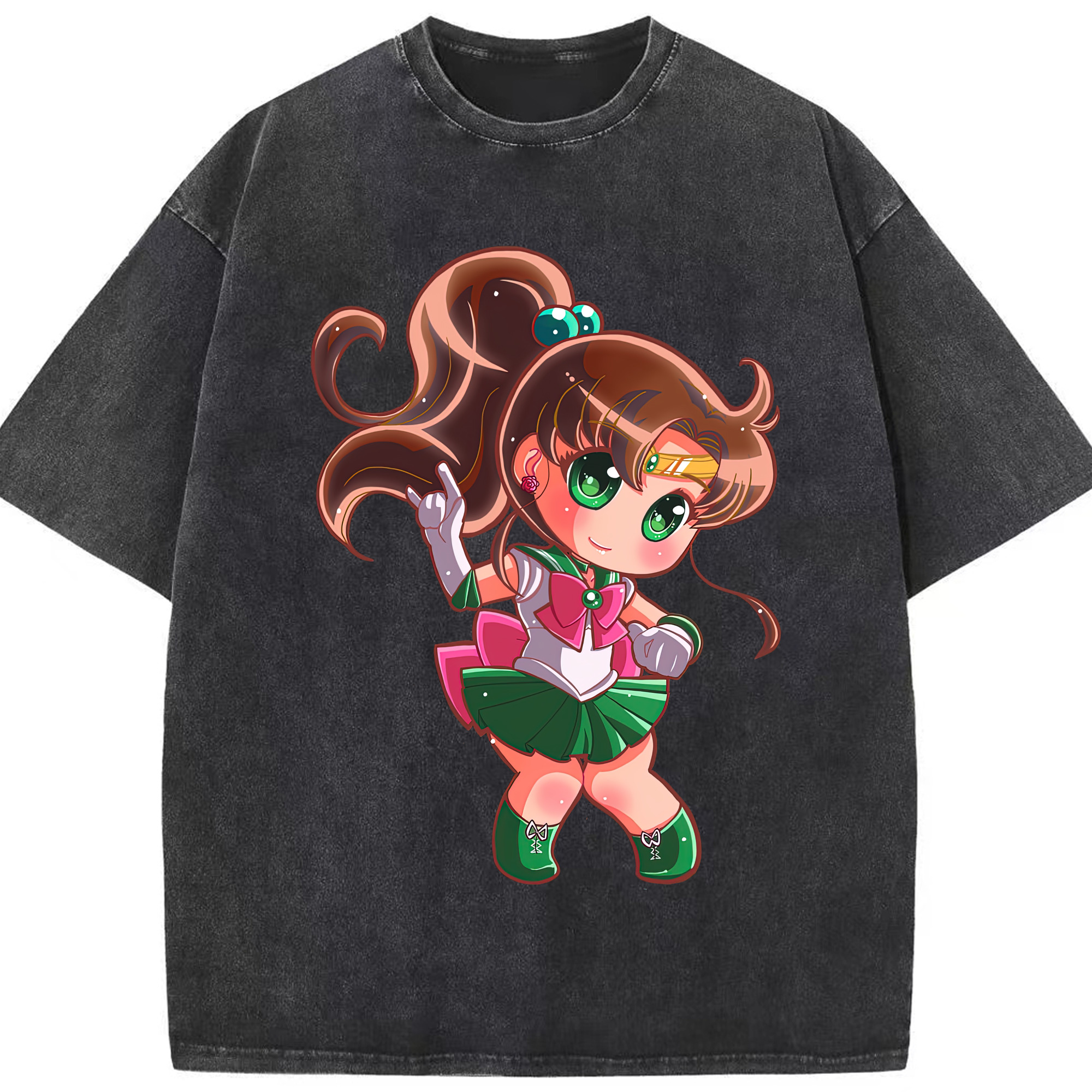 （画像用） 美少女戦士セーラームーン 木野 まこと きの まこと Sailor Moon Kino Makoto （セーラージュピター；Sailor Jupiter） 綿100% ヴィンテージ風 半袖Tシャツ（フロントプリント）